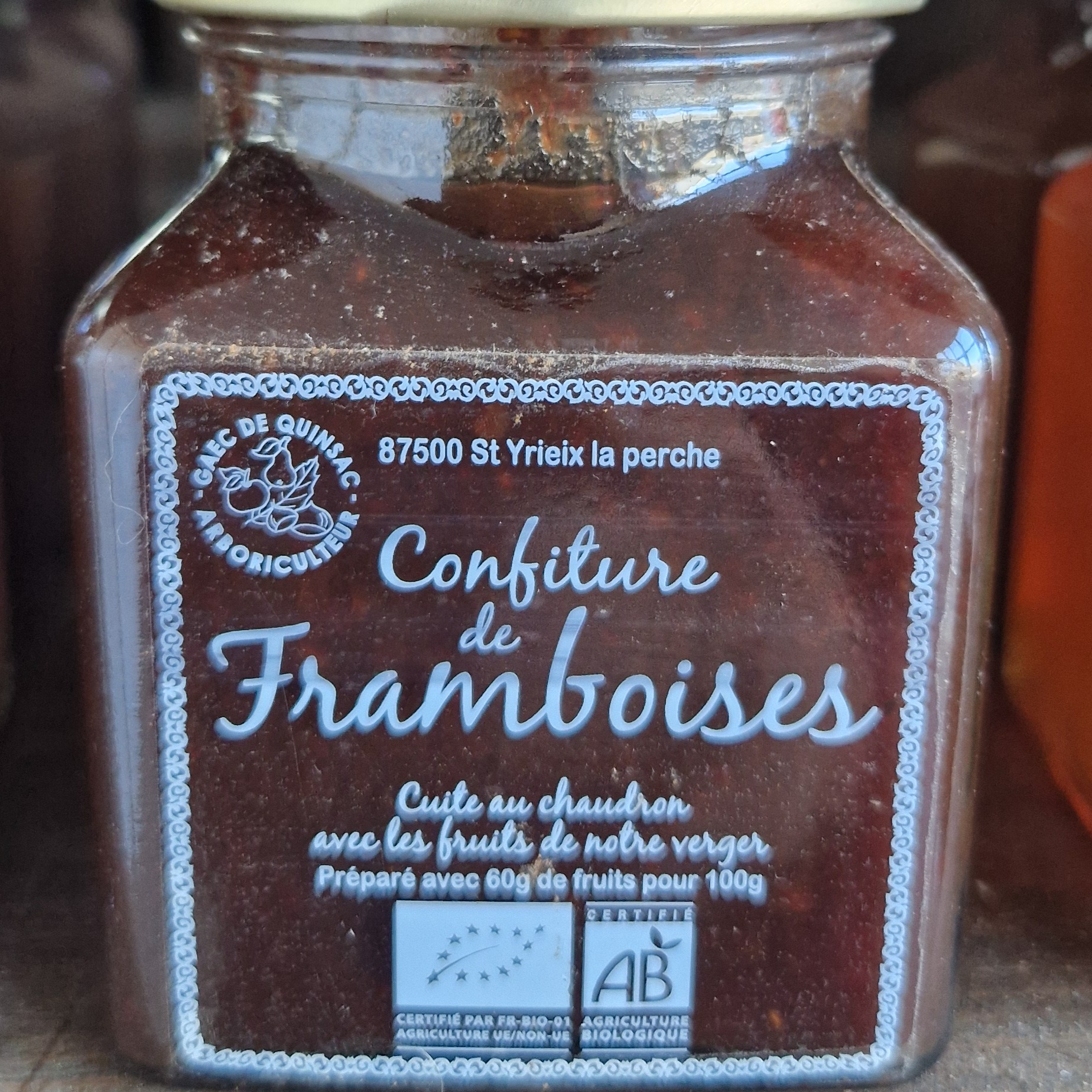 Confiture de framboises Bio 330gr