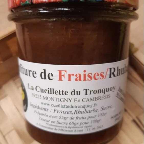 Confiture fraises rhubarbes (320g) (origine: France)