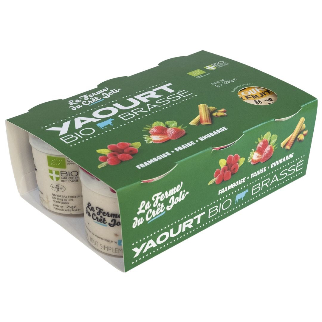 YAOURT x6 fraise/framboise/rhubarbe - 125g