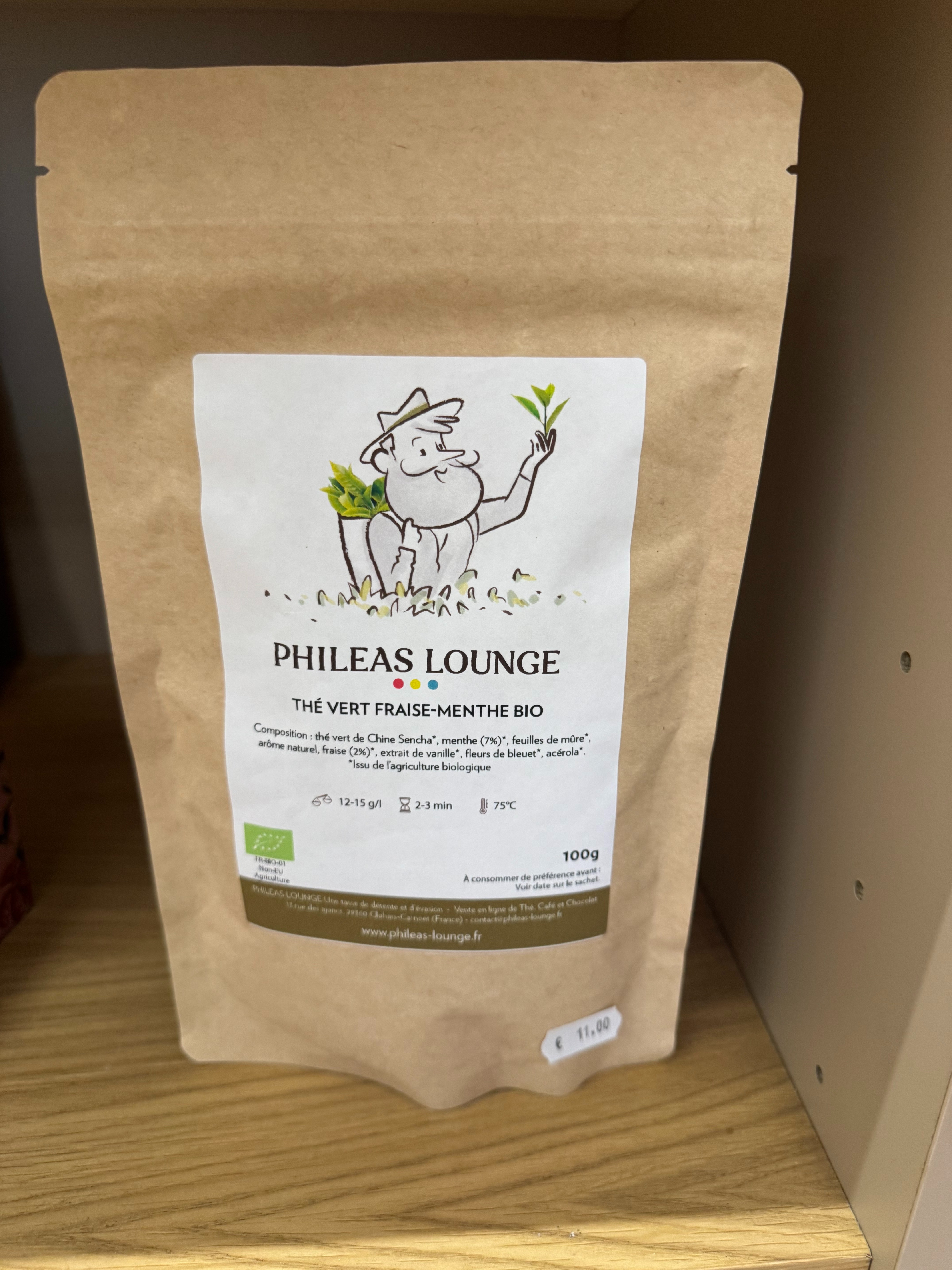 Thés vert fraise & menthe bio - 60g