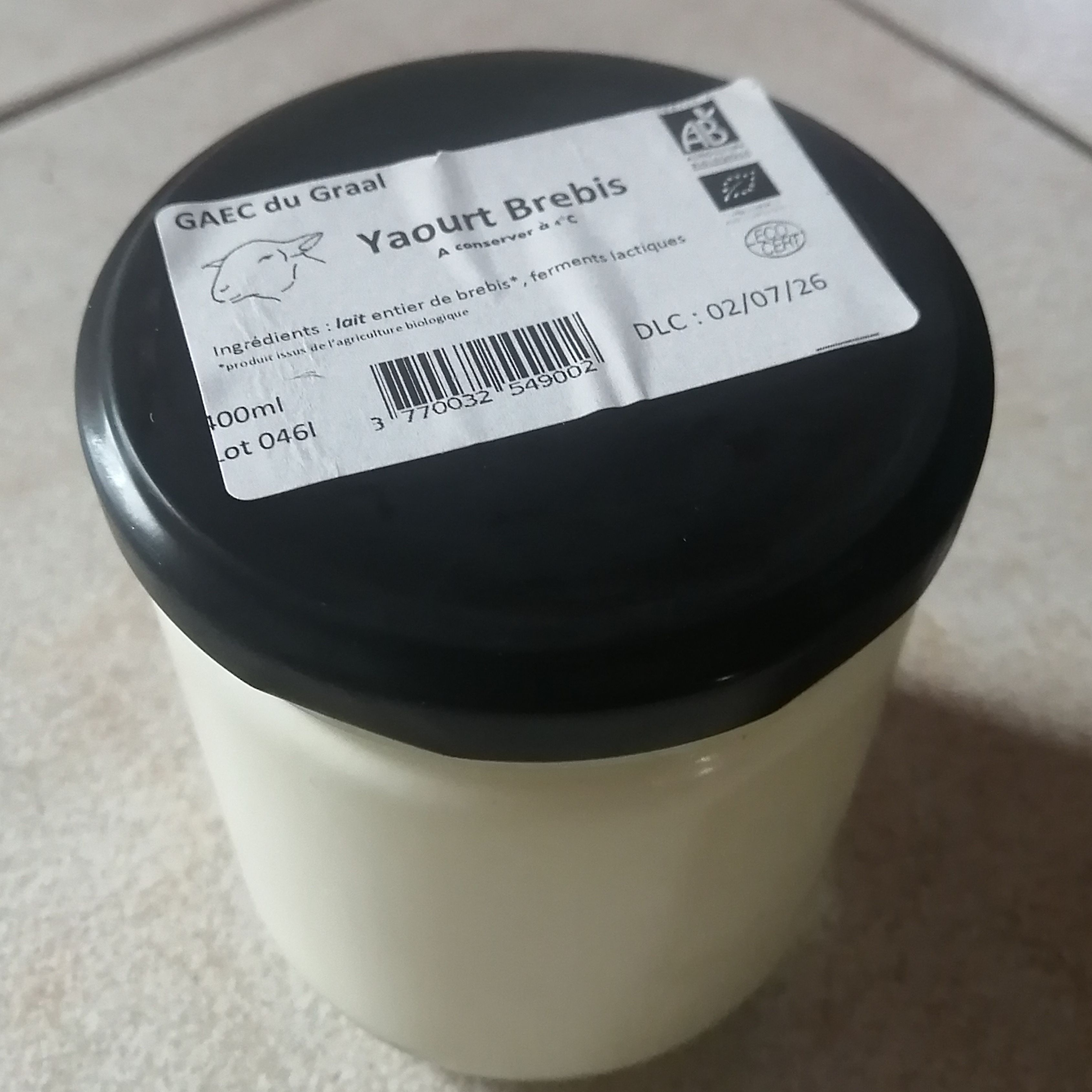 Yaourt Nature au lait de brebis - 440 mL - Ferme de Malplaquet