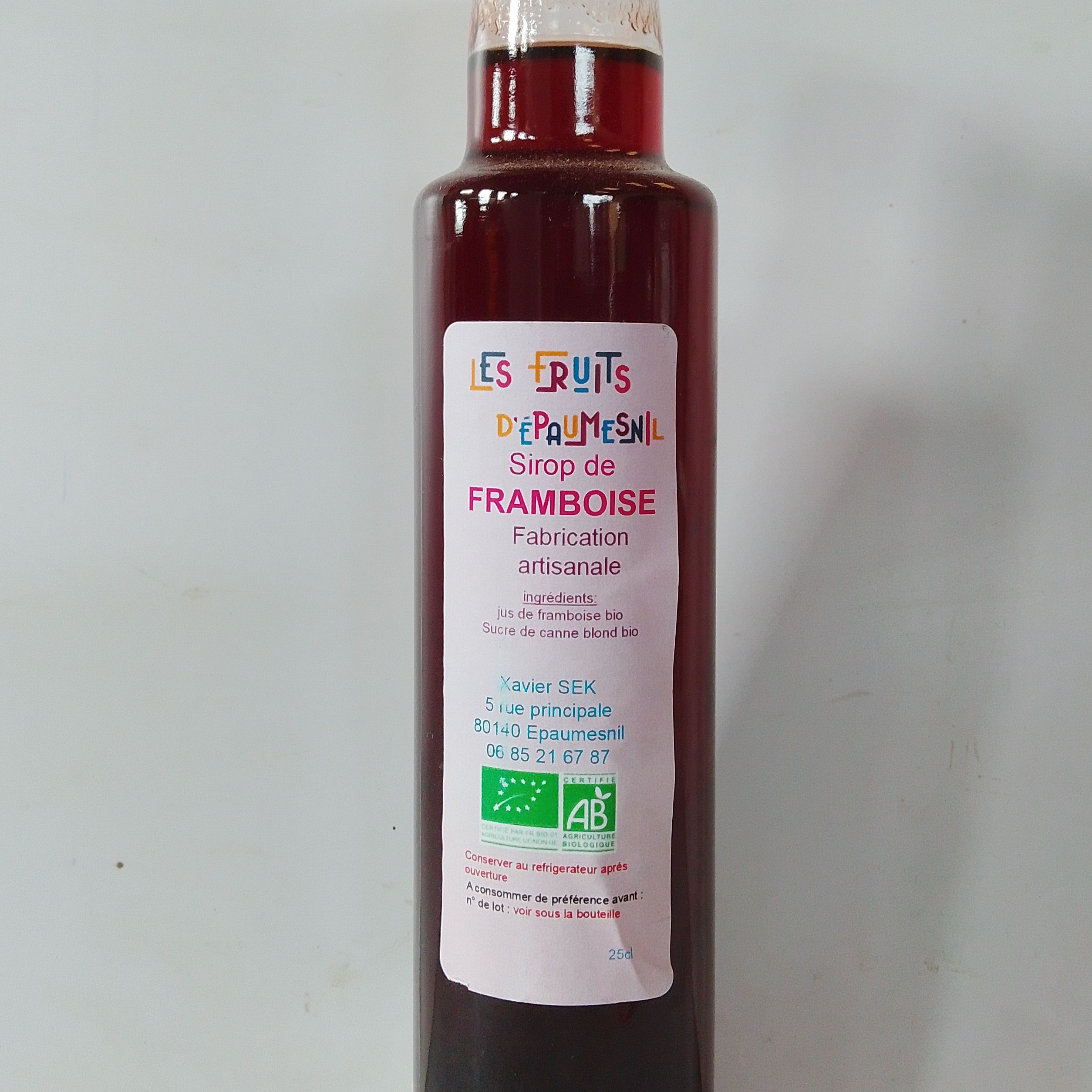 sirop de framboise bio - 25cl