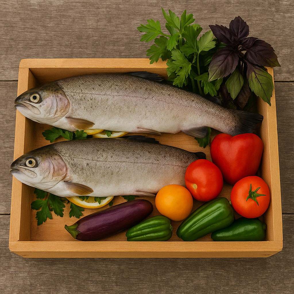Le Panier Terroir Aquatique – Légumes & Duo de Truite blanche - 2000g