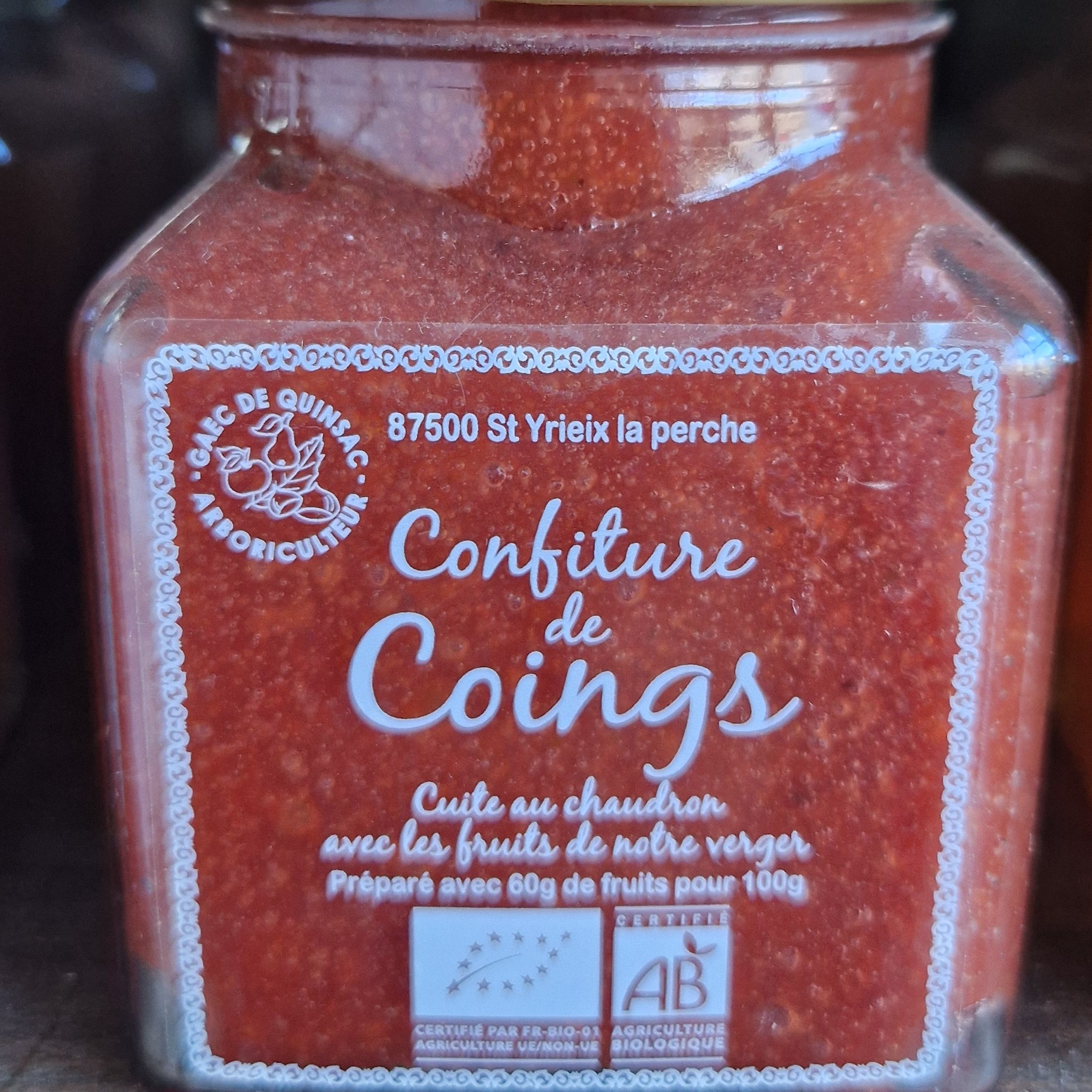 Confiture de coing Bio 330gr