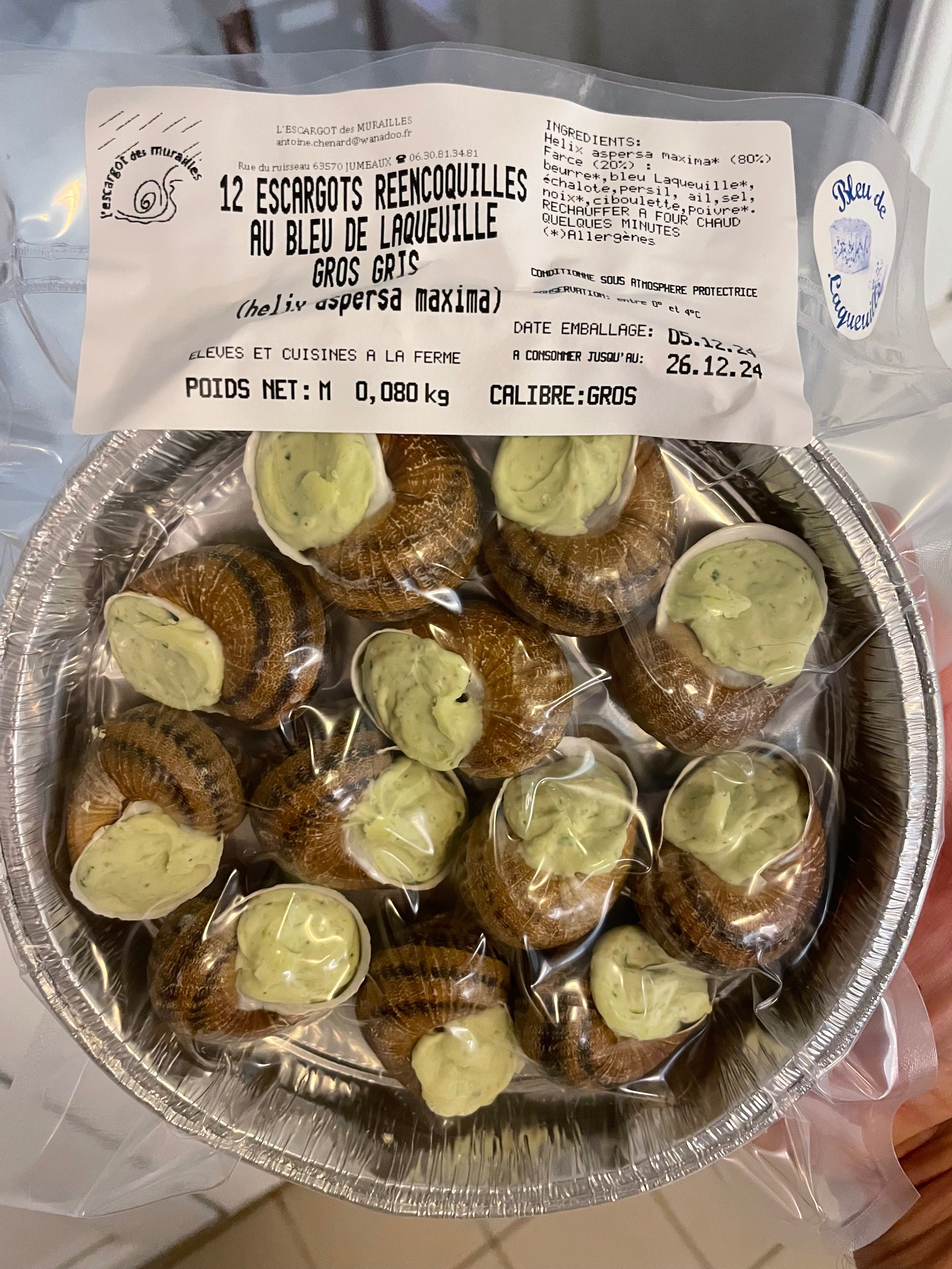 12 Escargots en Coquilles au Bleu Le Chapelou