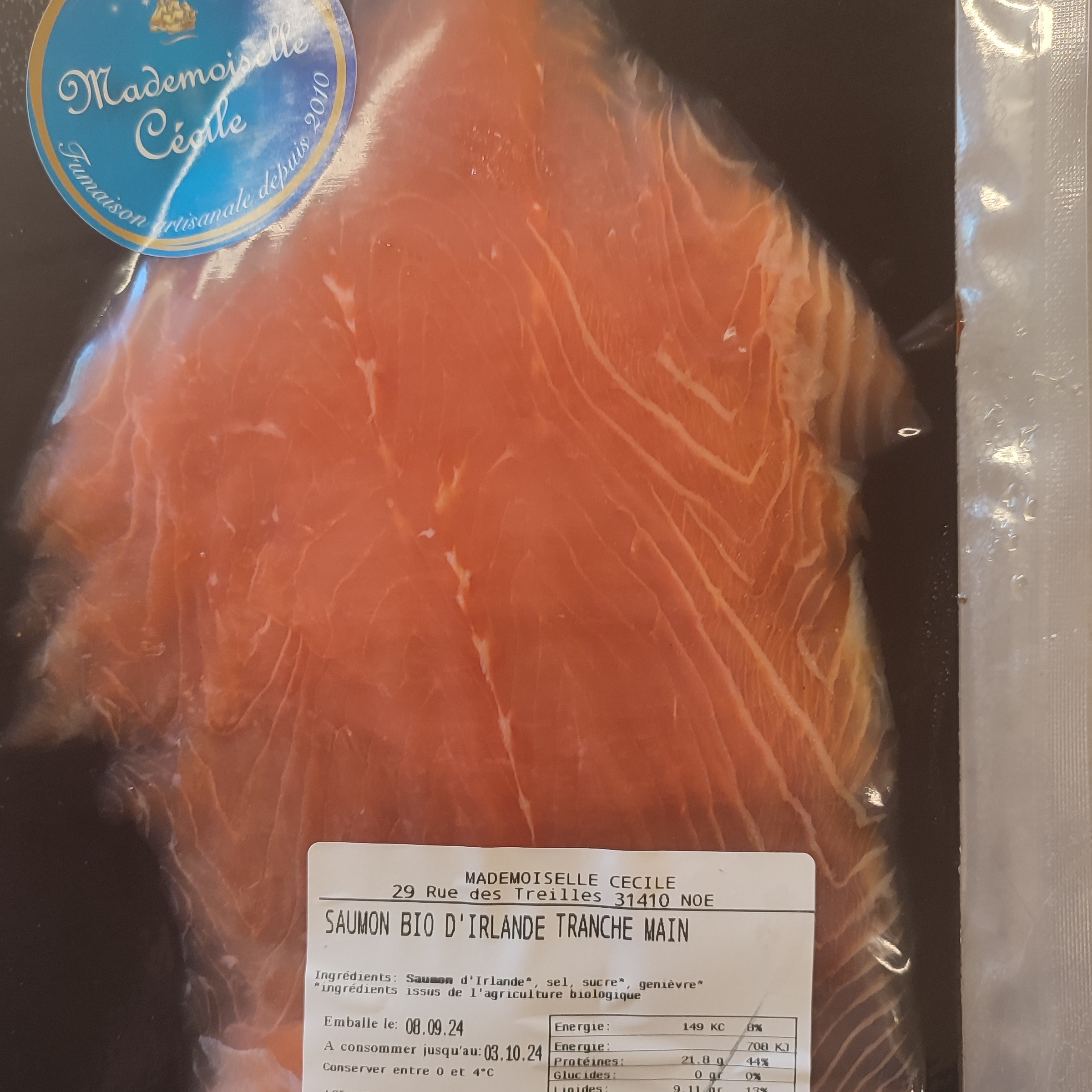 SAUMON BIO fumé (125gr) Ecosse ou Irlande