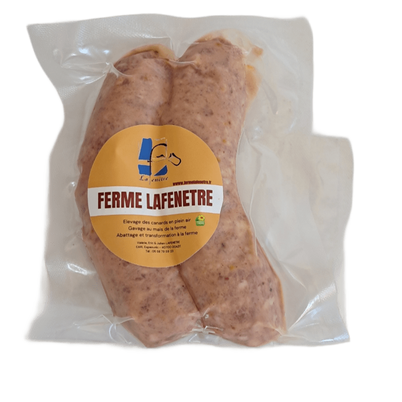 Saucisses Grosses "toulouse" de Canard (x2) - 0,3kg