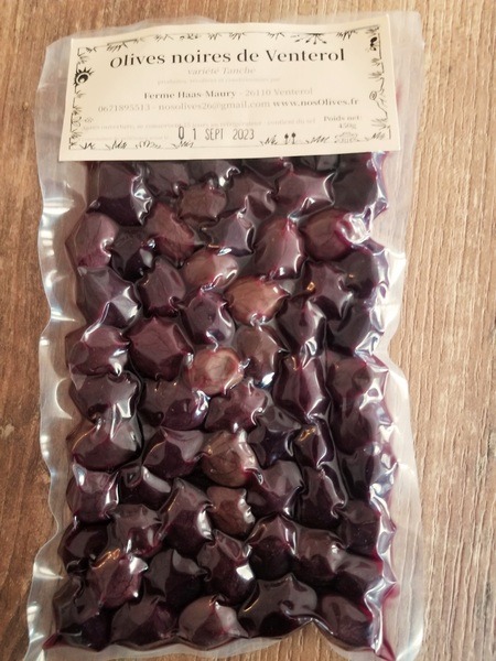 Olives Noires de table variété Tanche - 250g