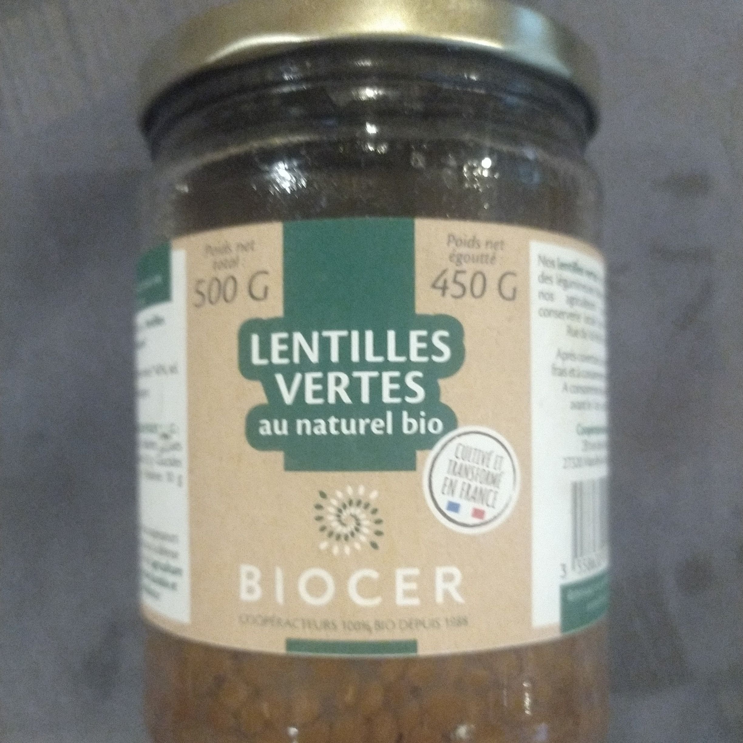Lentilles vertes au naturel - 500g