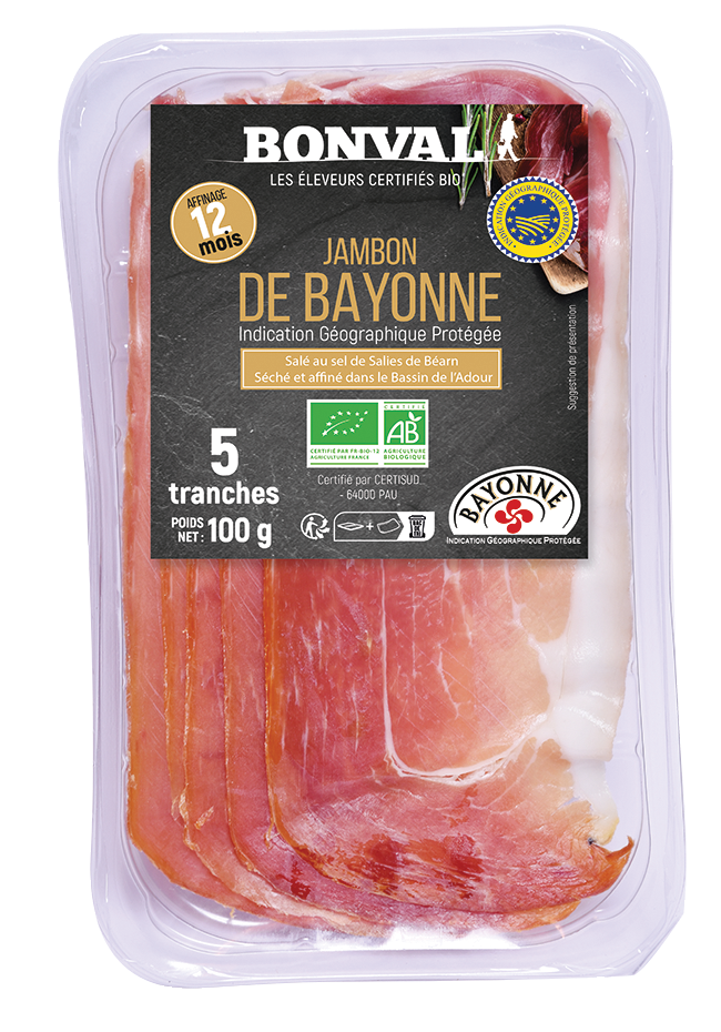 Jambon de Bayonne IGP 12 mois, 5 tranches - 100g