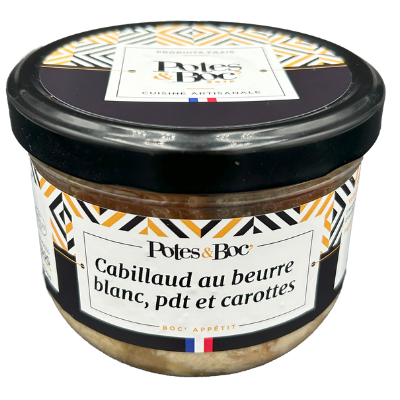 Cabillaud au beurre blanc, pomme de terre et carotte - 330g
