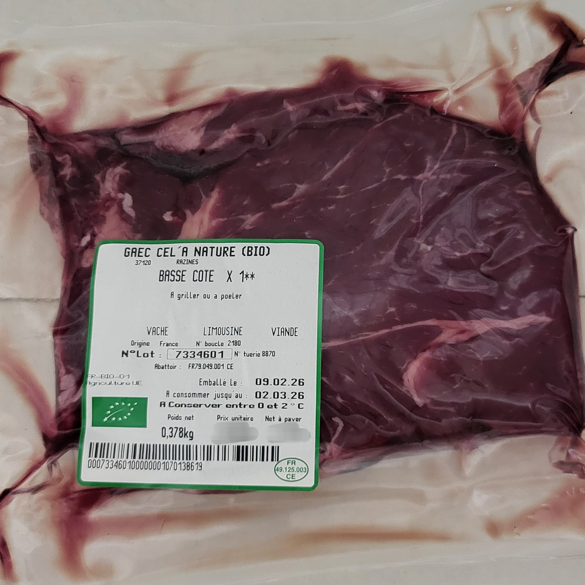 Basse côte x1 - 270g