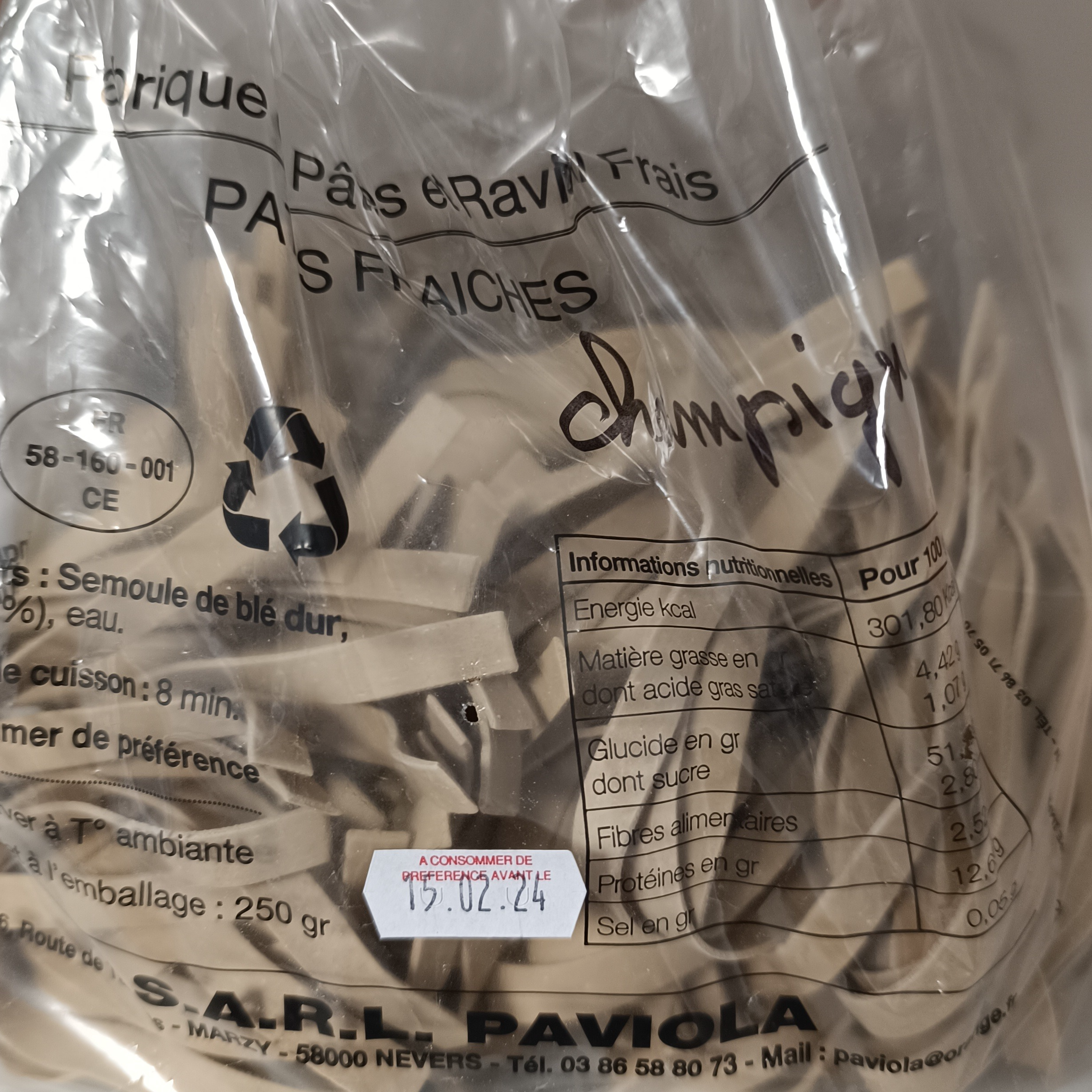 Tagliatelles Fraiches Champignons  250G