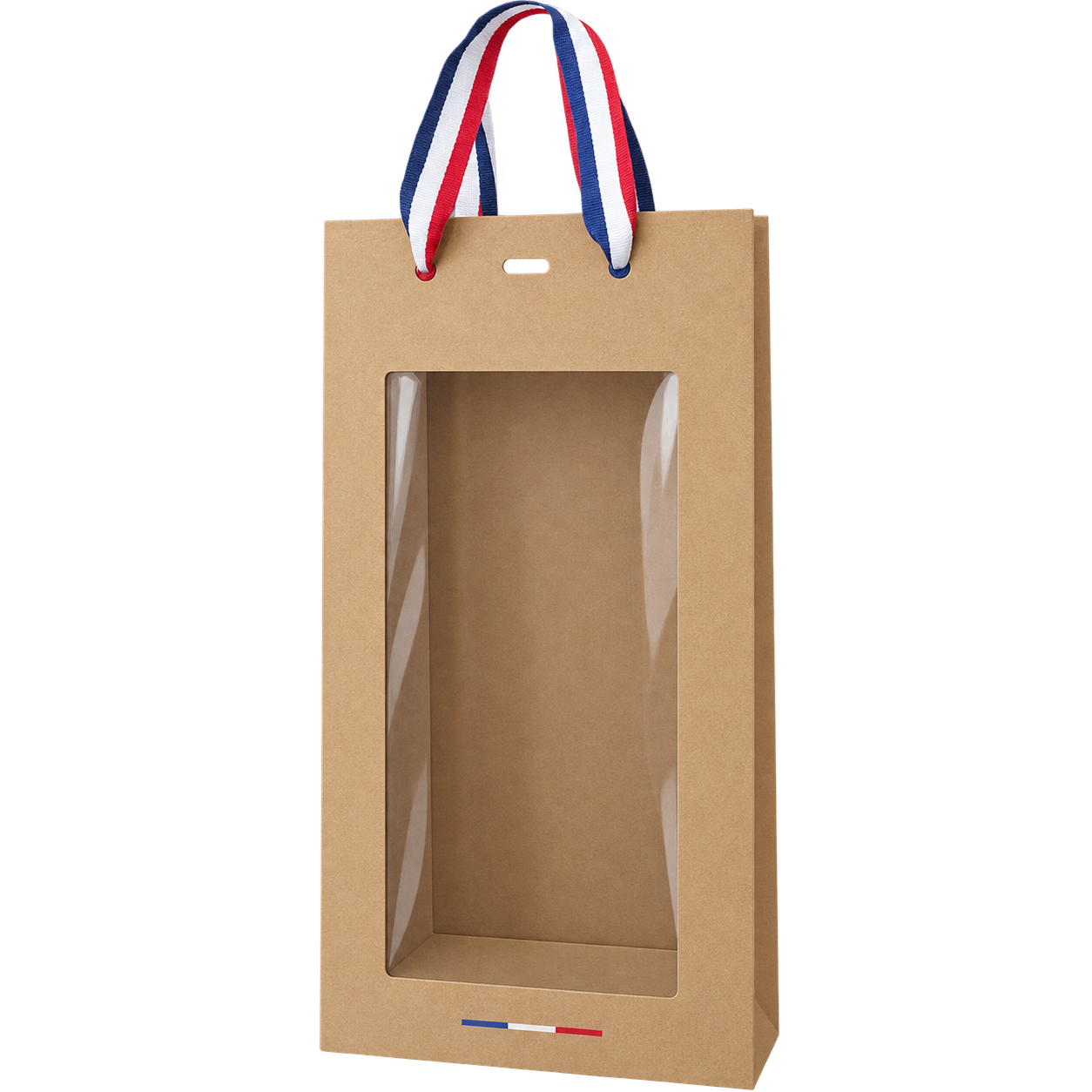Sac kraft tricolore haut (2bt) 18x9x39cm