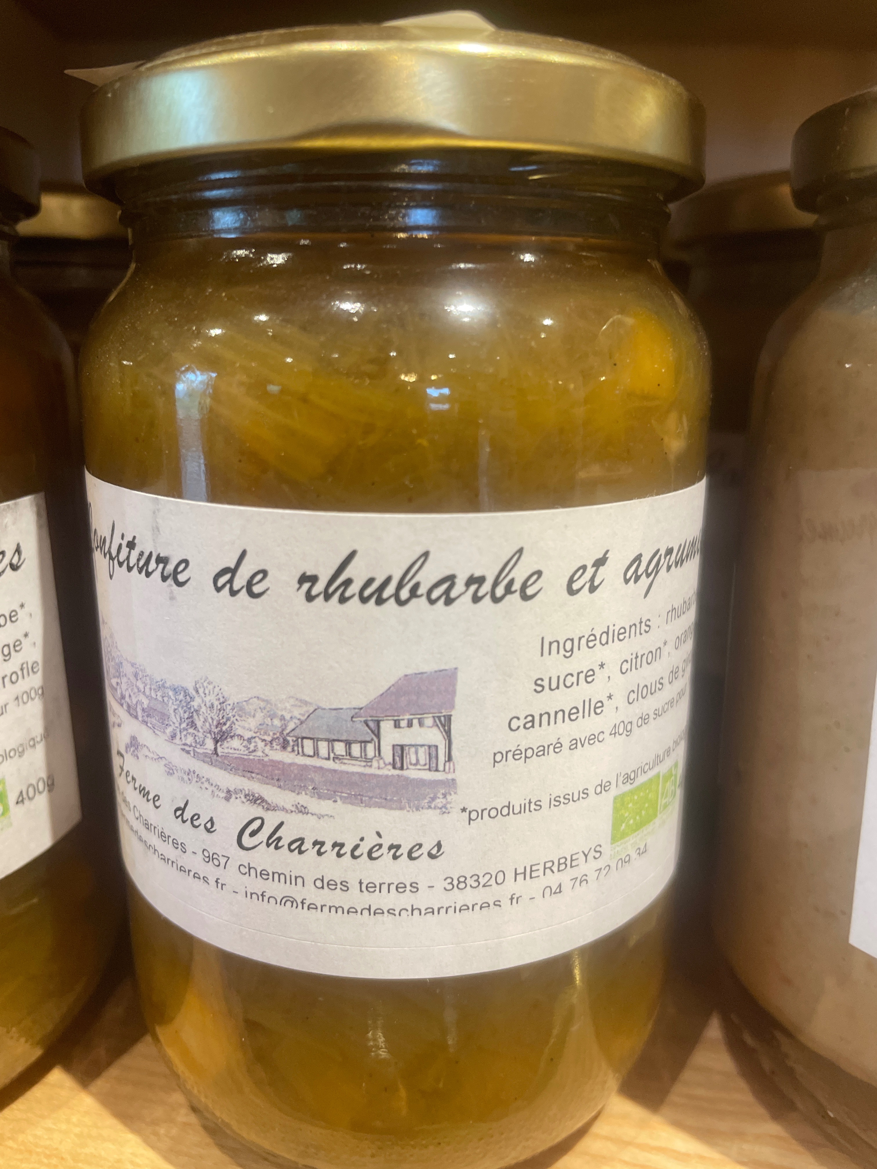 Confiture extra de rubarbe-agrume - 380g