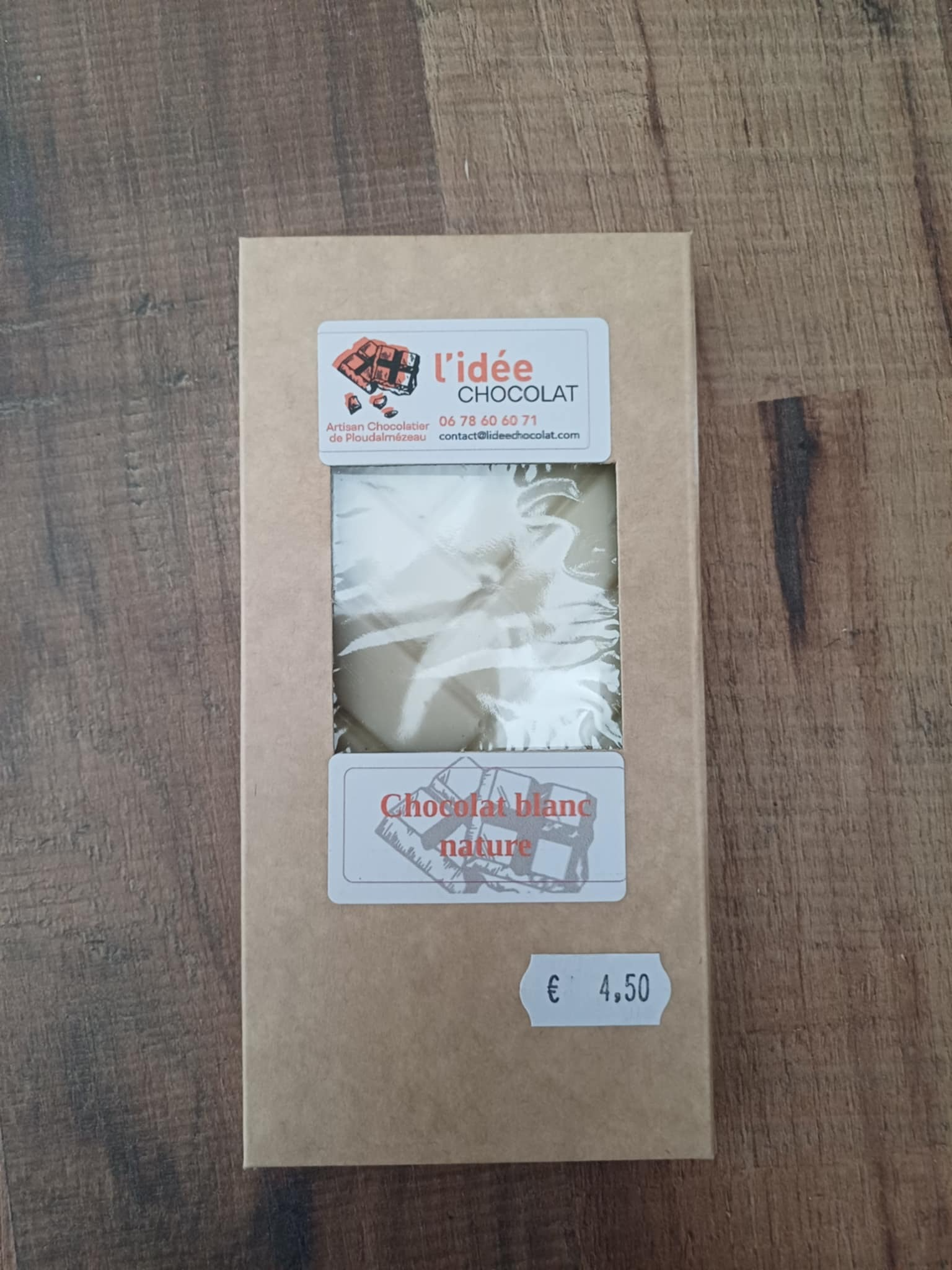 Tablette de chocolat blanc nature 80g