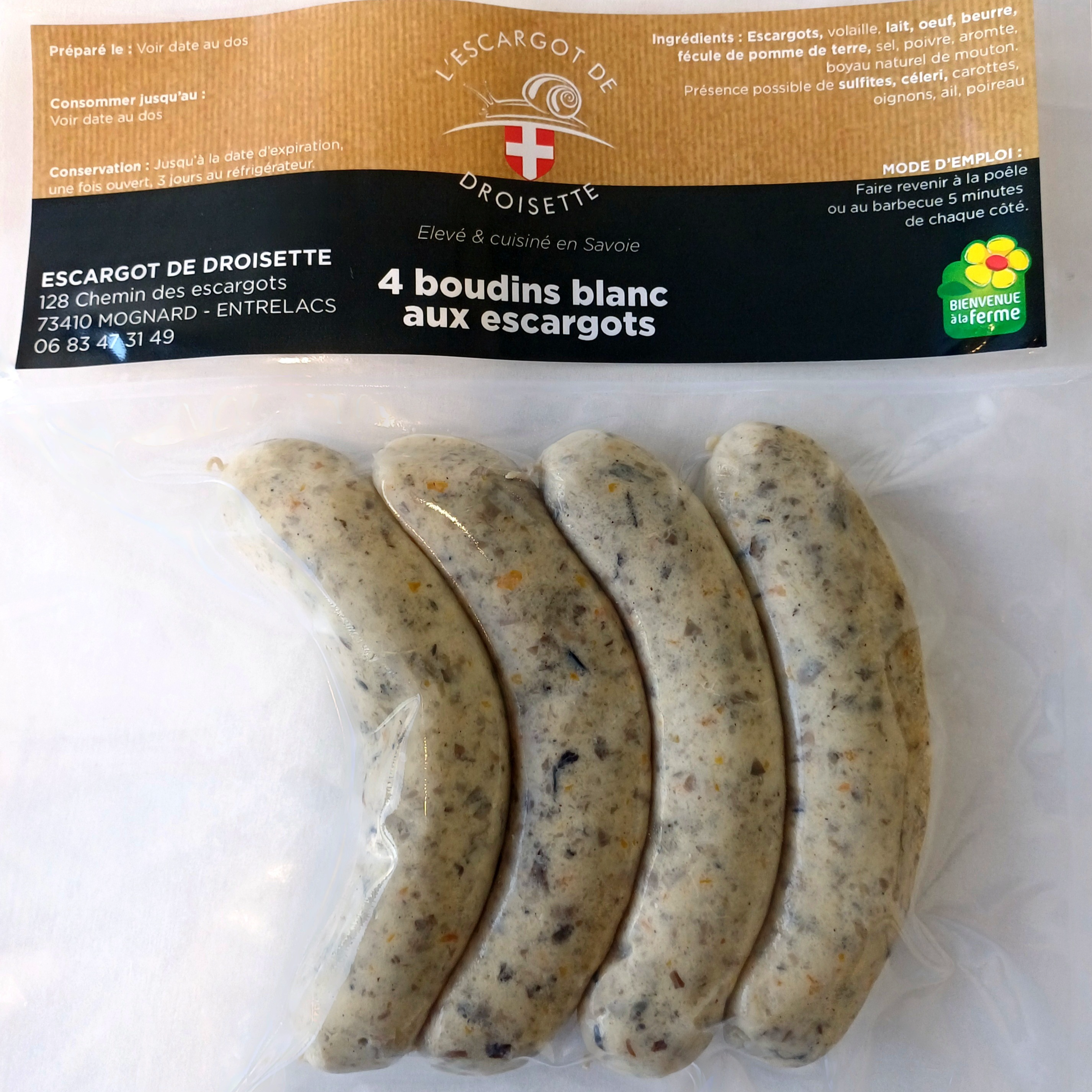 4 BOUDINS BLANC AUX ESCARGOTS - FRAIS