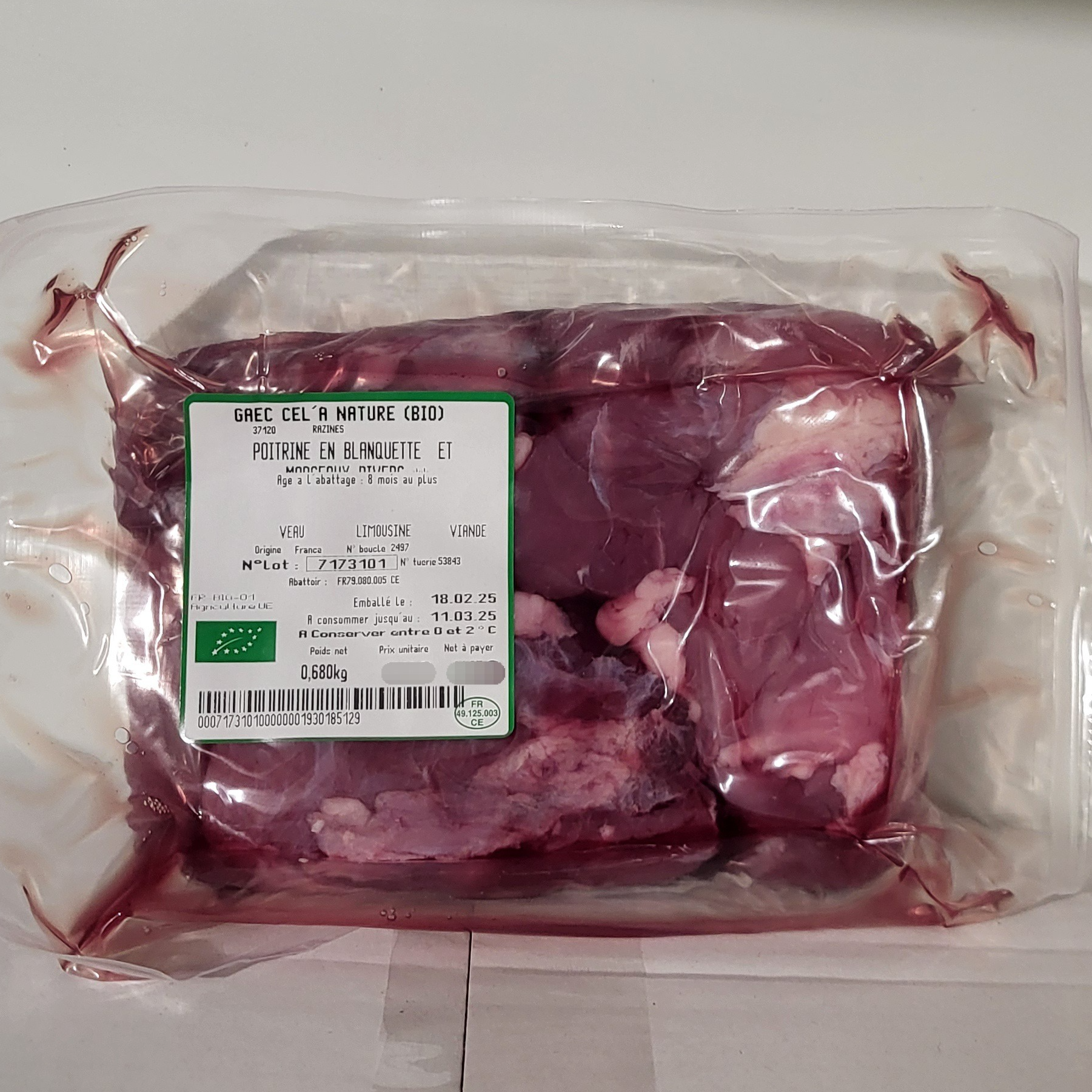 Poitrine en blanquette - 750g