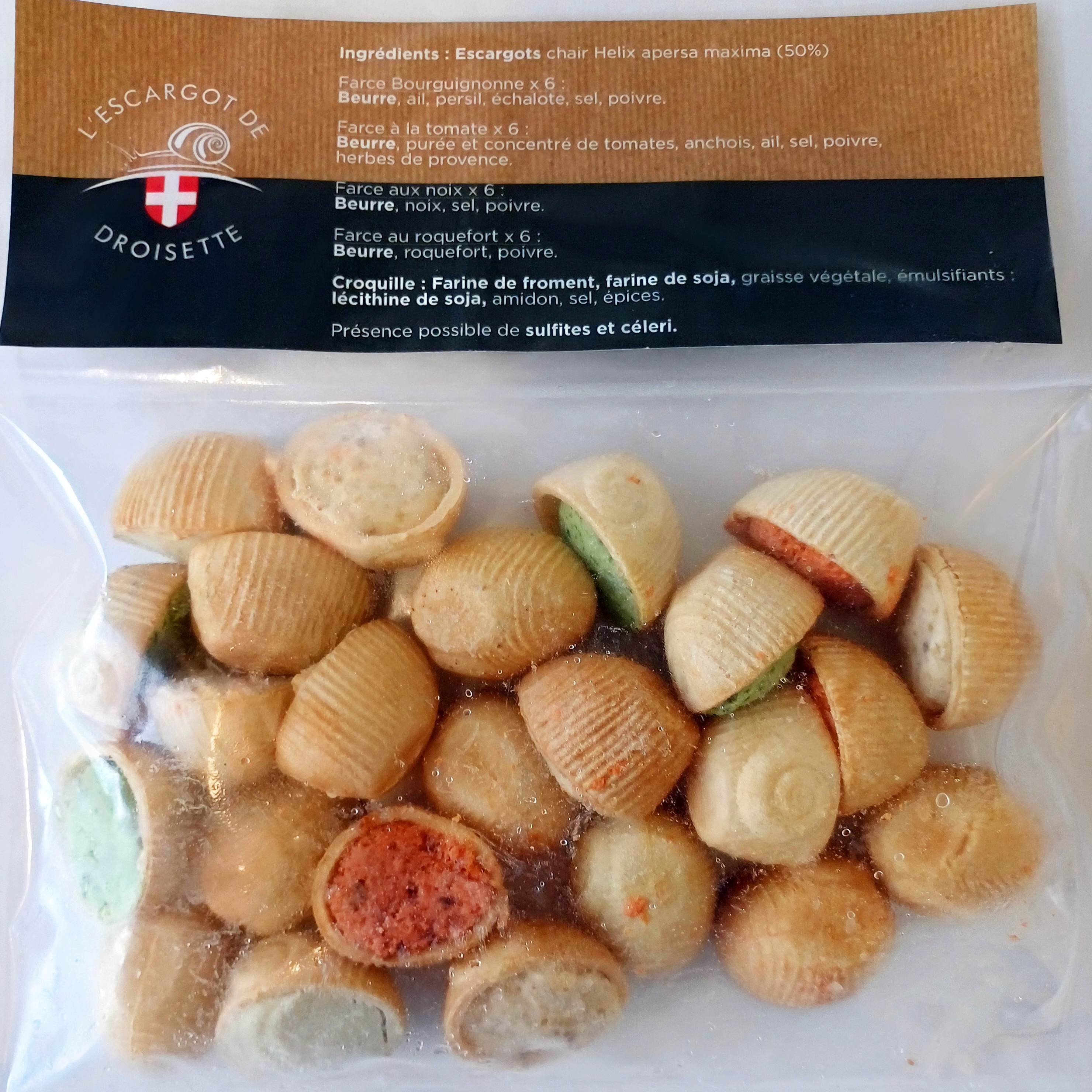 ASSORTIMENT DE 2 DOUZAINES D'ESCARGOTS EN CROC' - SURGELES - 200g