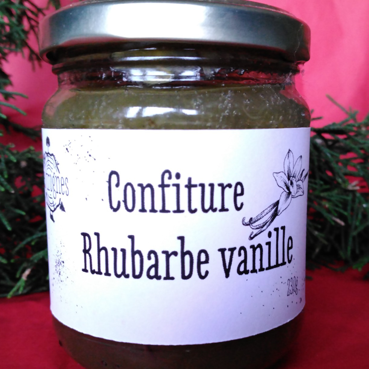 Confiture de rhubarbe - vanille - 250g