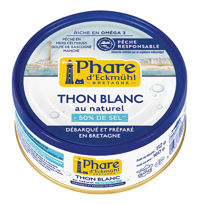 Thon blanc au naturel (sel réduit) - 160g