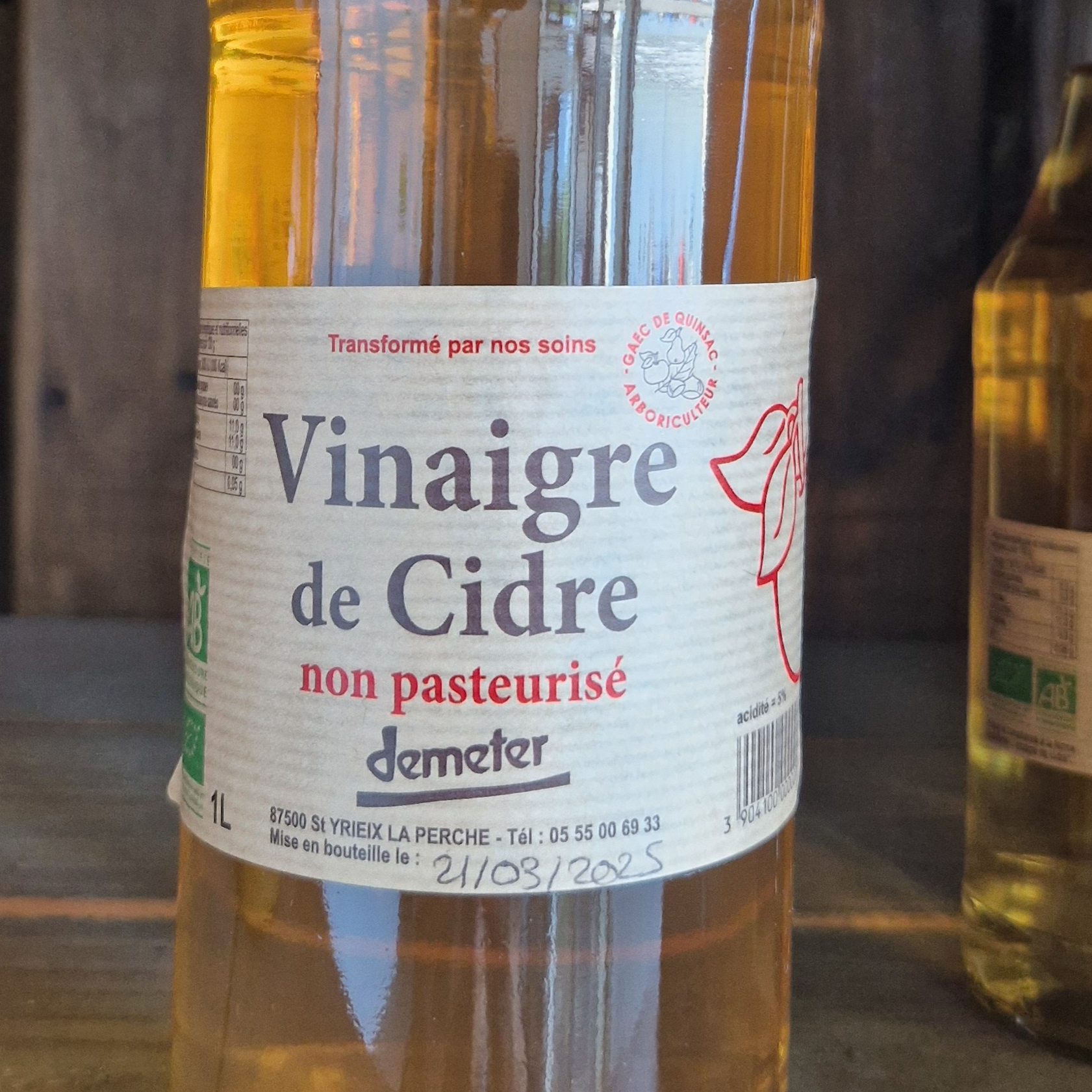 Vinaigre de cidre 1L Bio et demeter