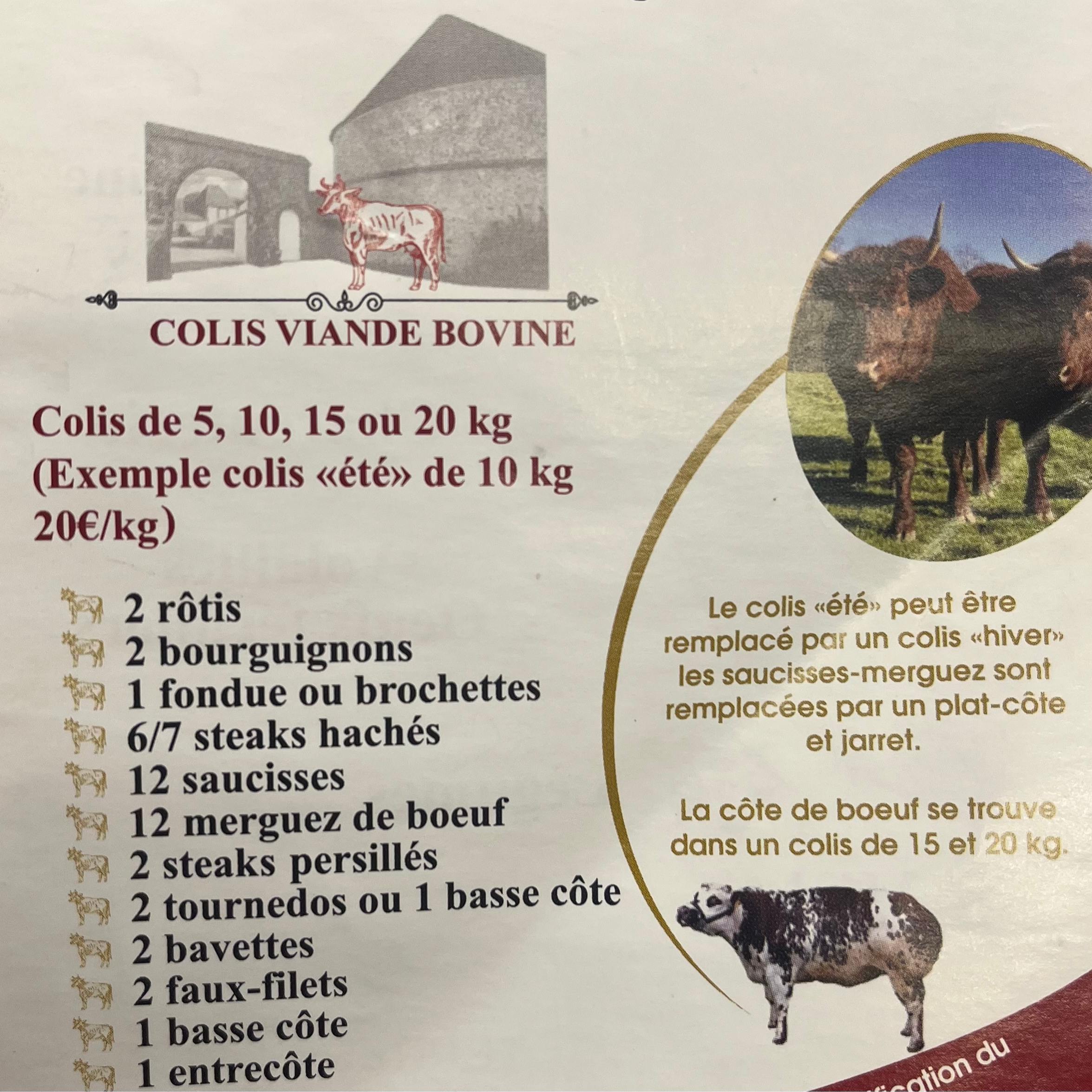 Colis de bœuf fermier Format Hiver 10 kg  DURBOIS - 10kg