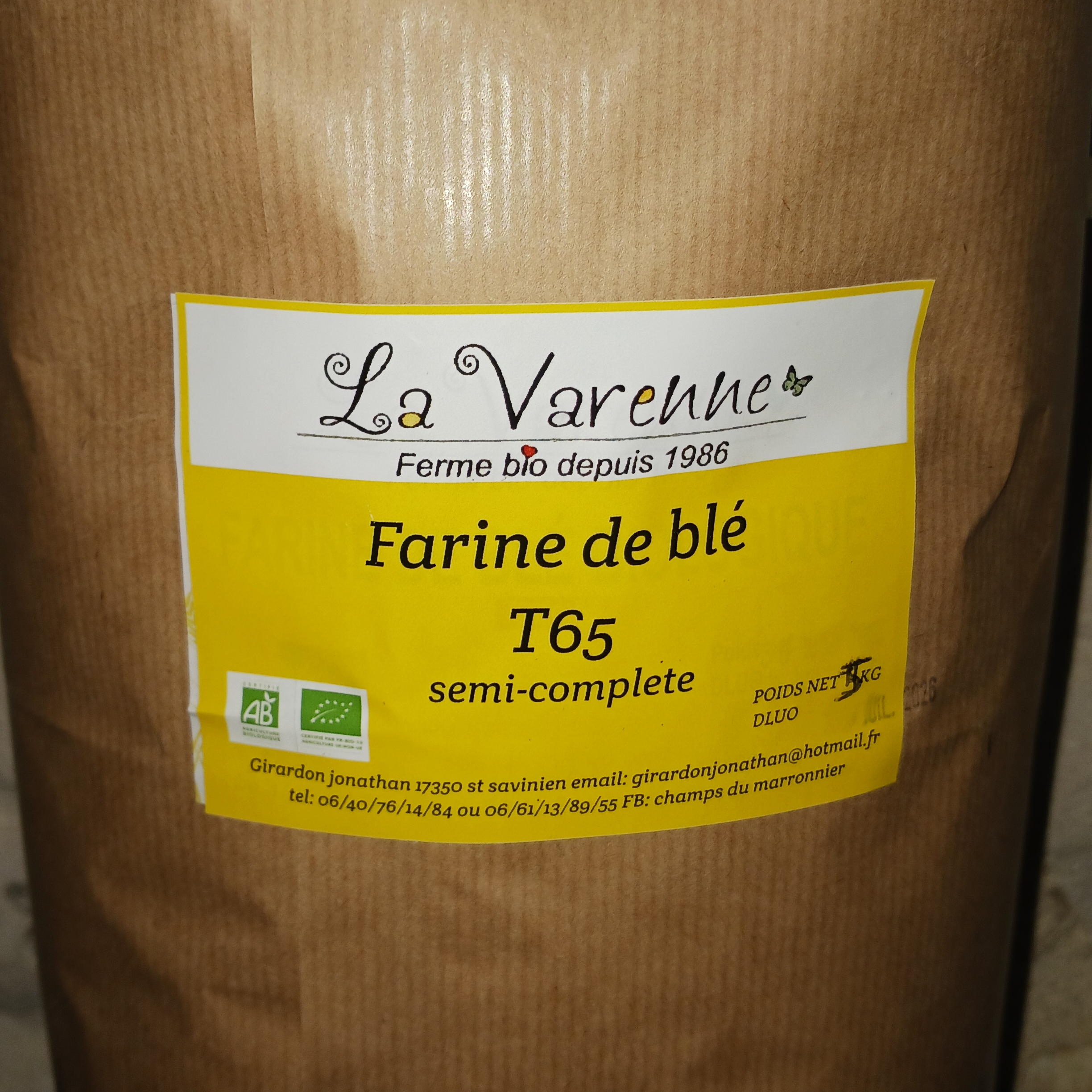 Farine de blé T65 semi-complète BIO - 5kg