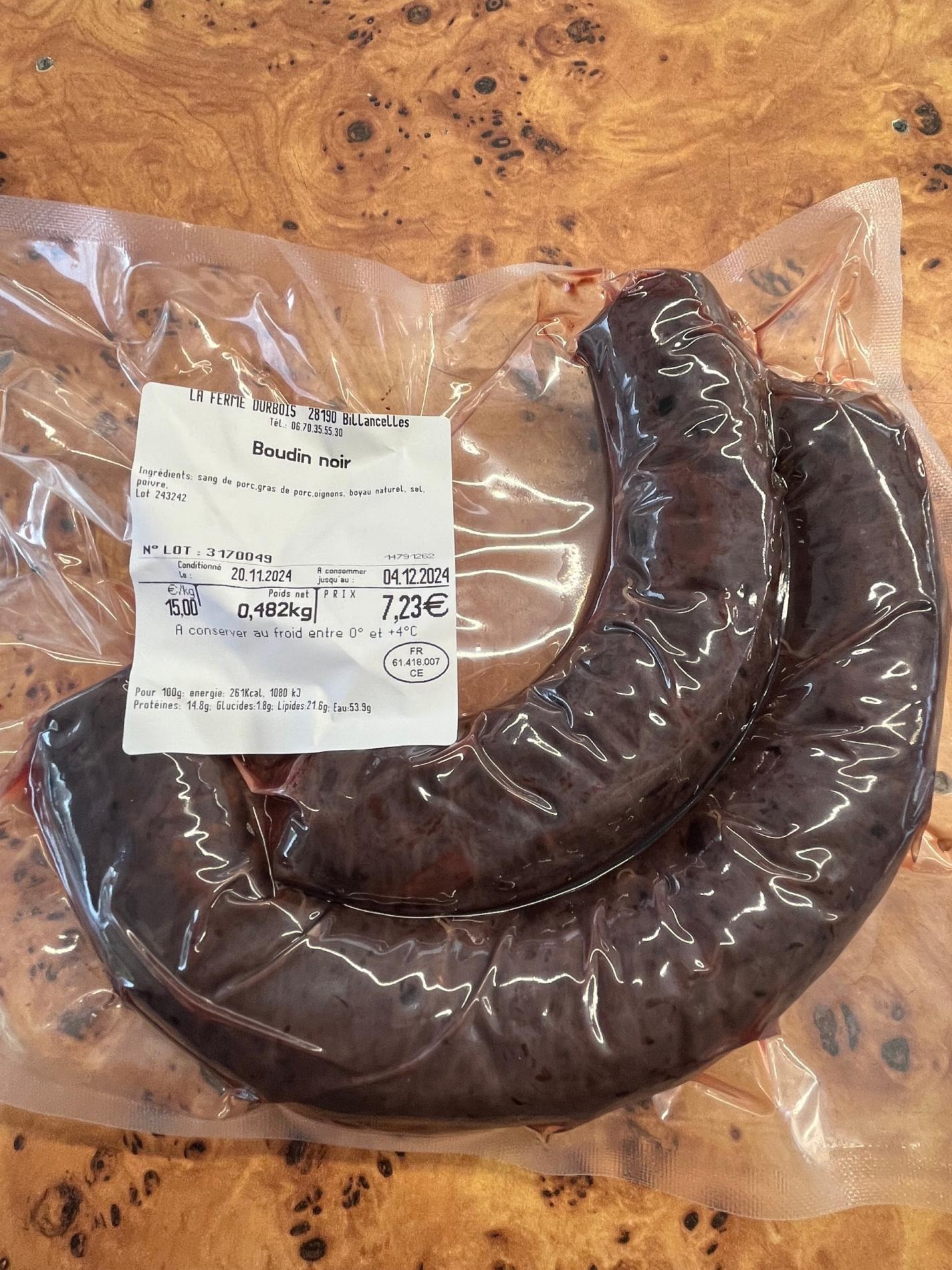 Boudin noir fermier | ferme durbois - 0,5kg
