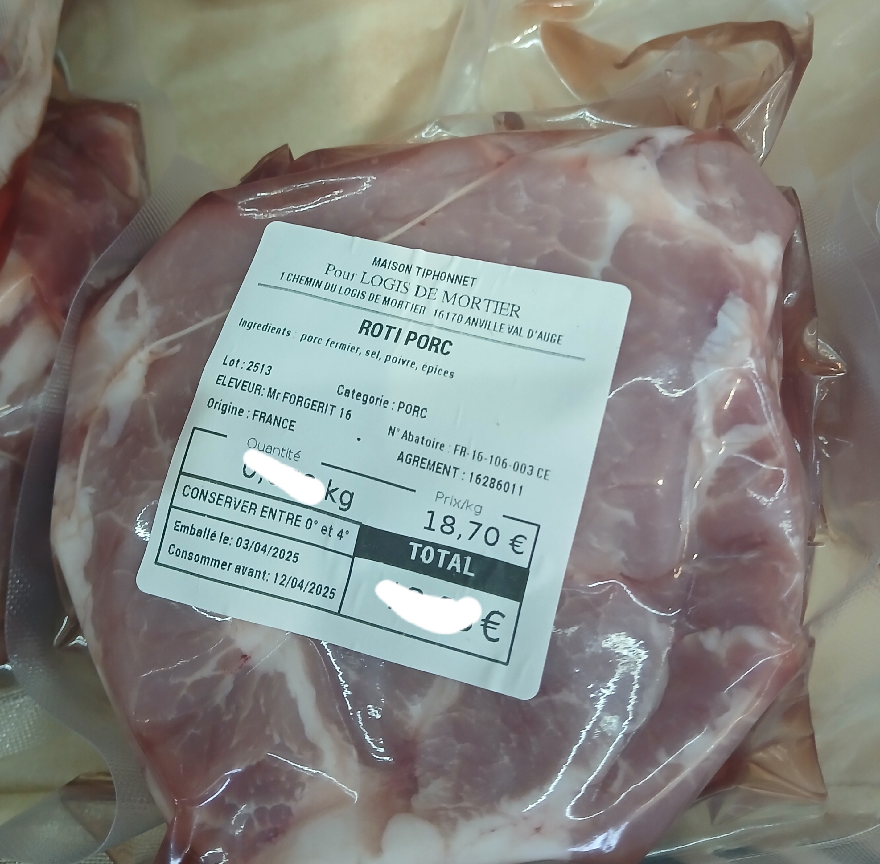 Roti De Porc Cru (petit) - 0,7kg