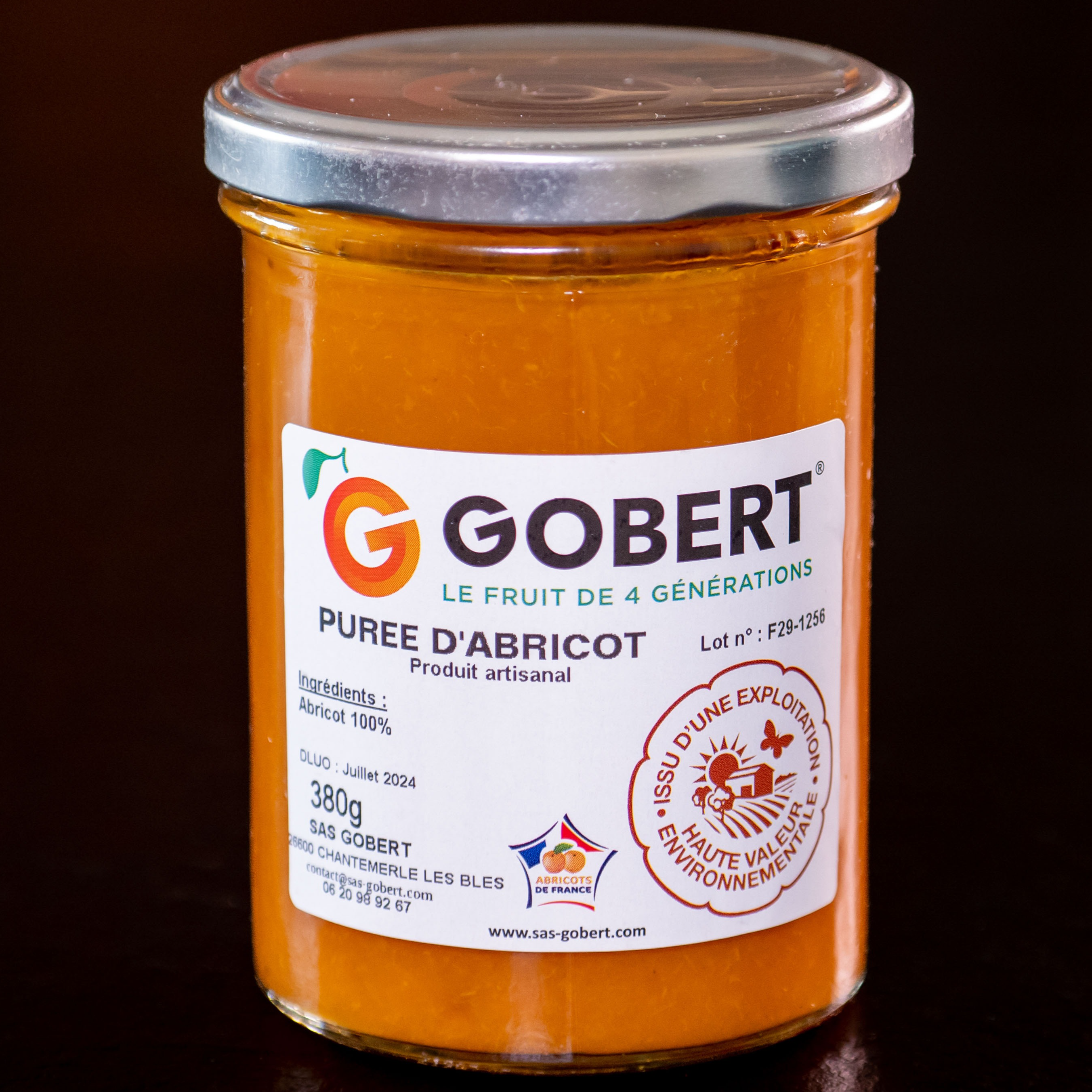 Purée 100% abricot - pot de 360g