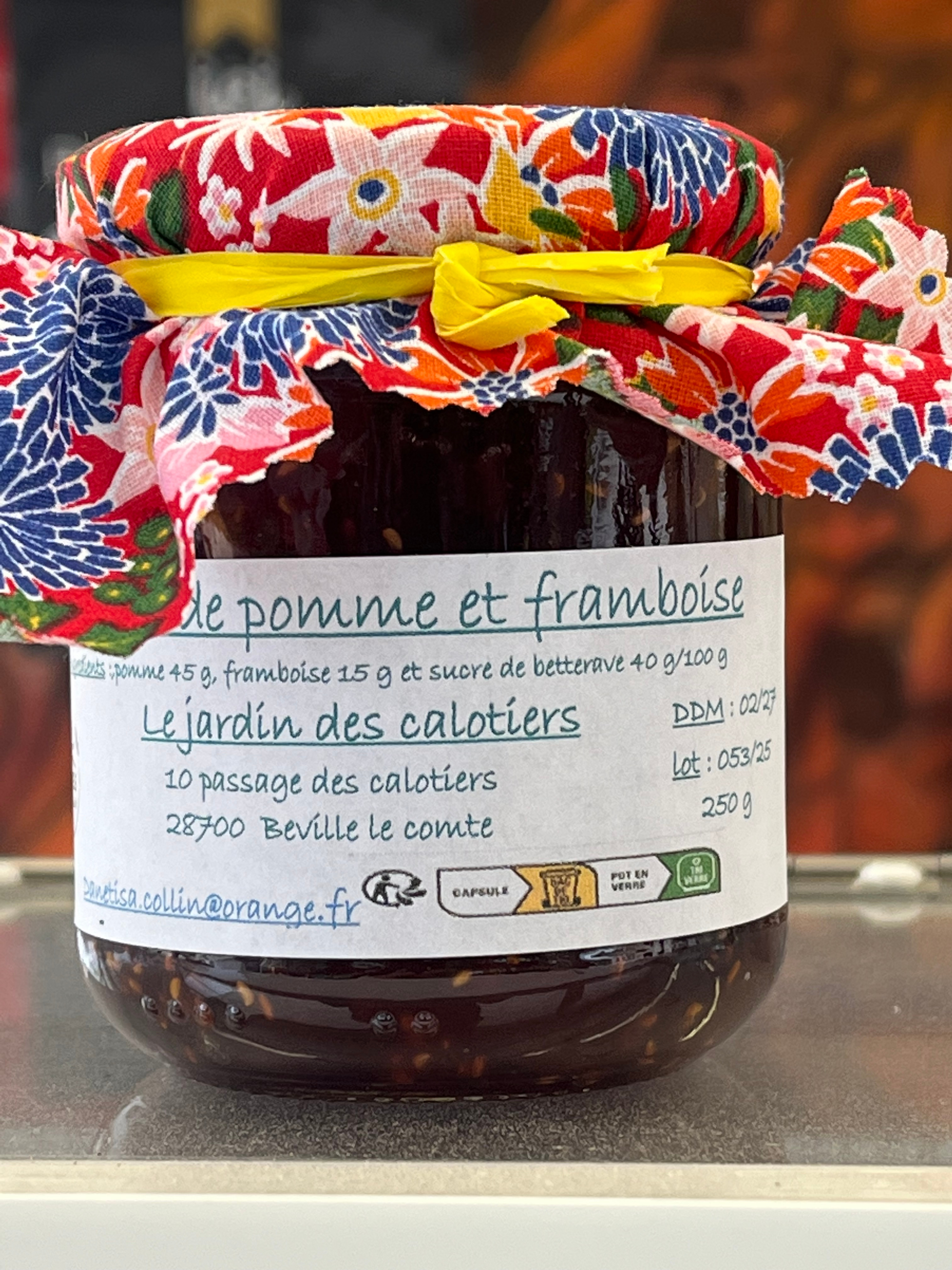 Confiture Pomme Framboise Le jardin des calotiers - 250g