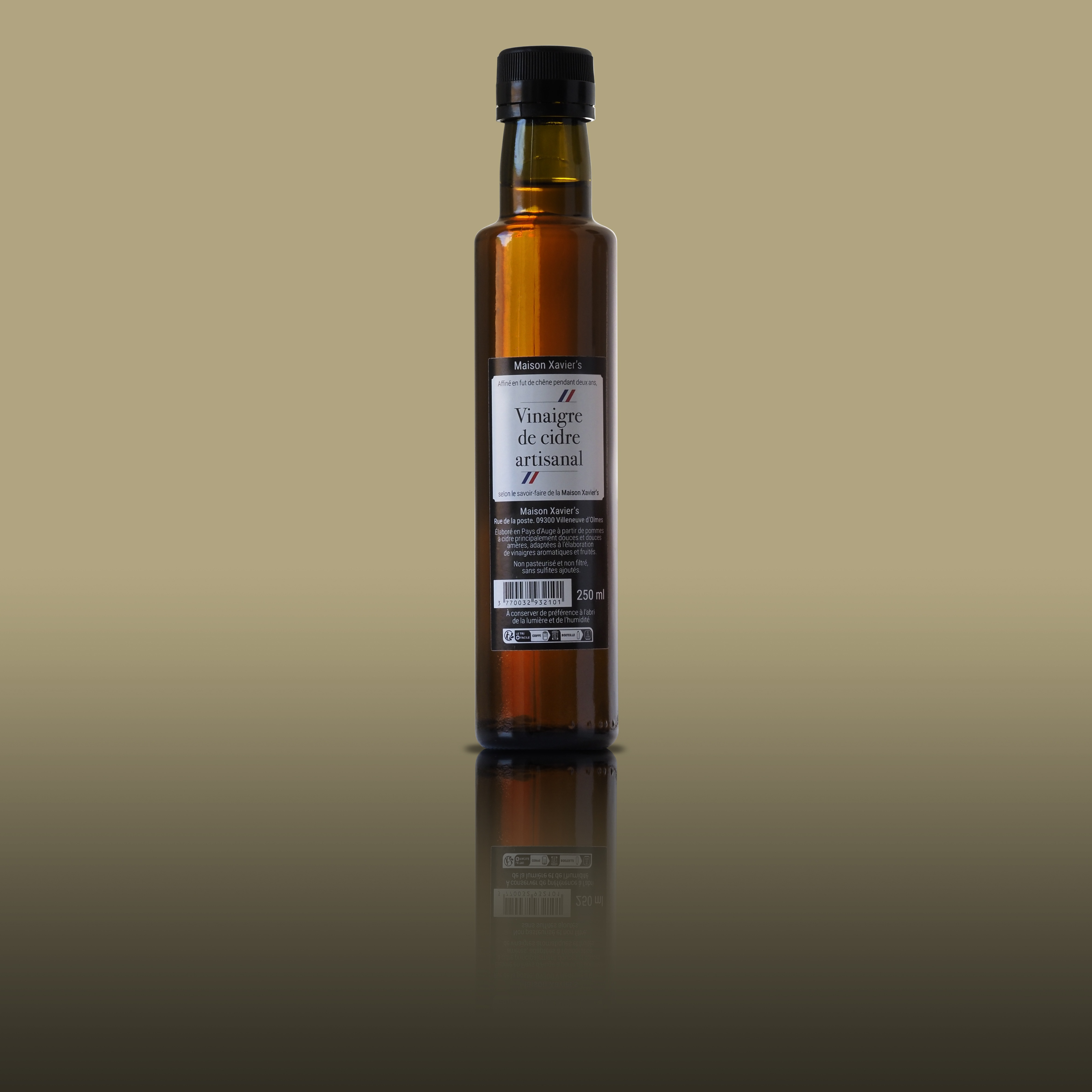 Vinaigre de cidre artisanal vieilli 2 ans en fût de chêne 250ml - 505g