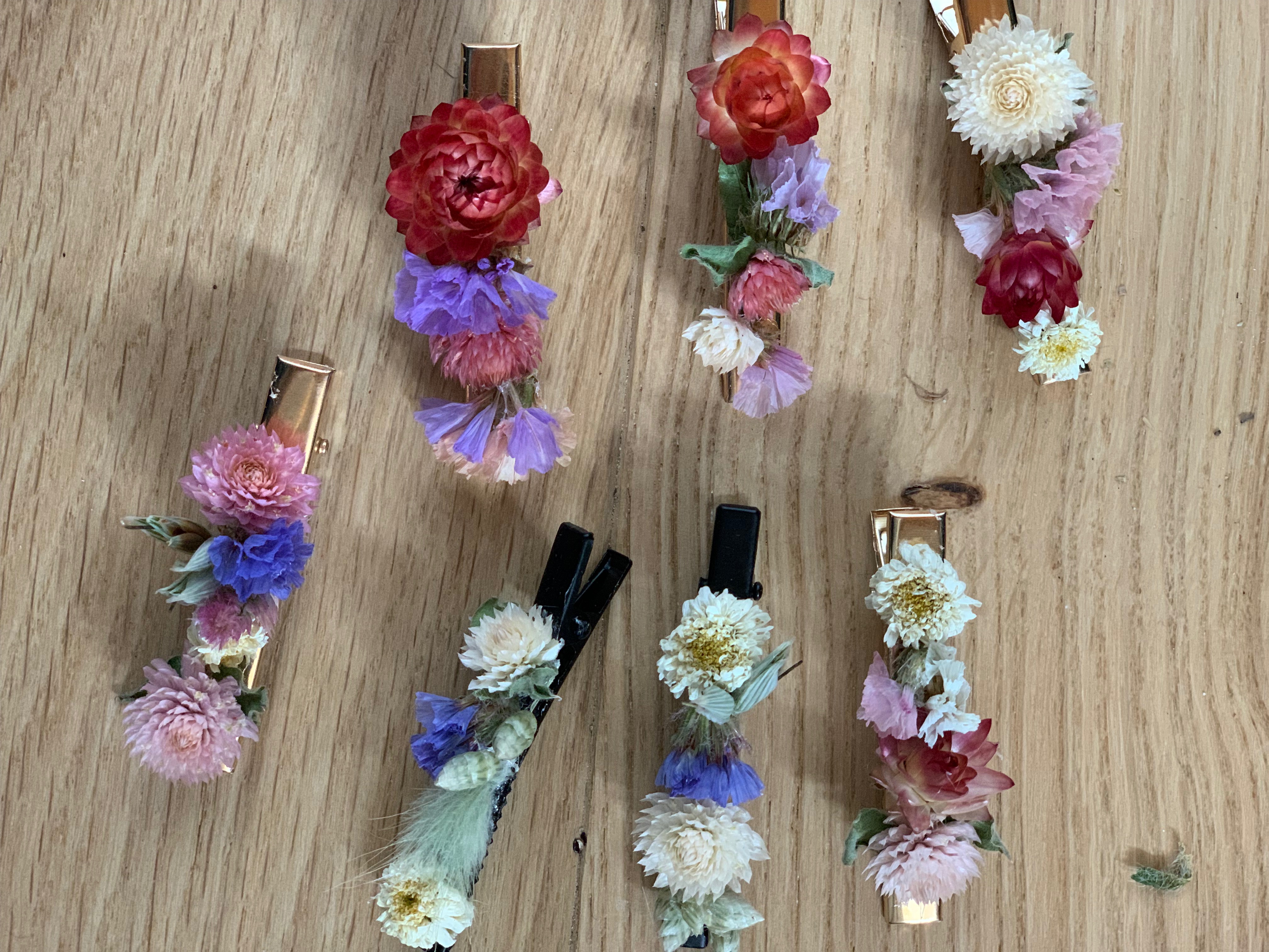 Barrette de fleurs séchées