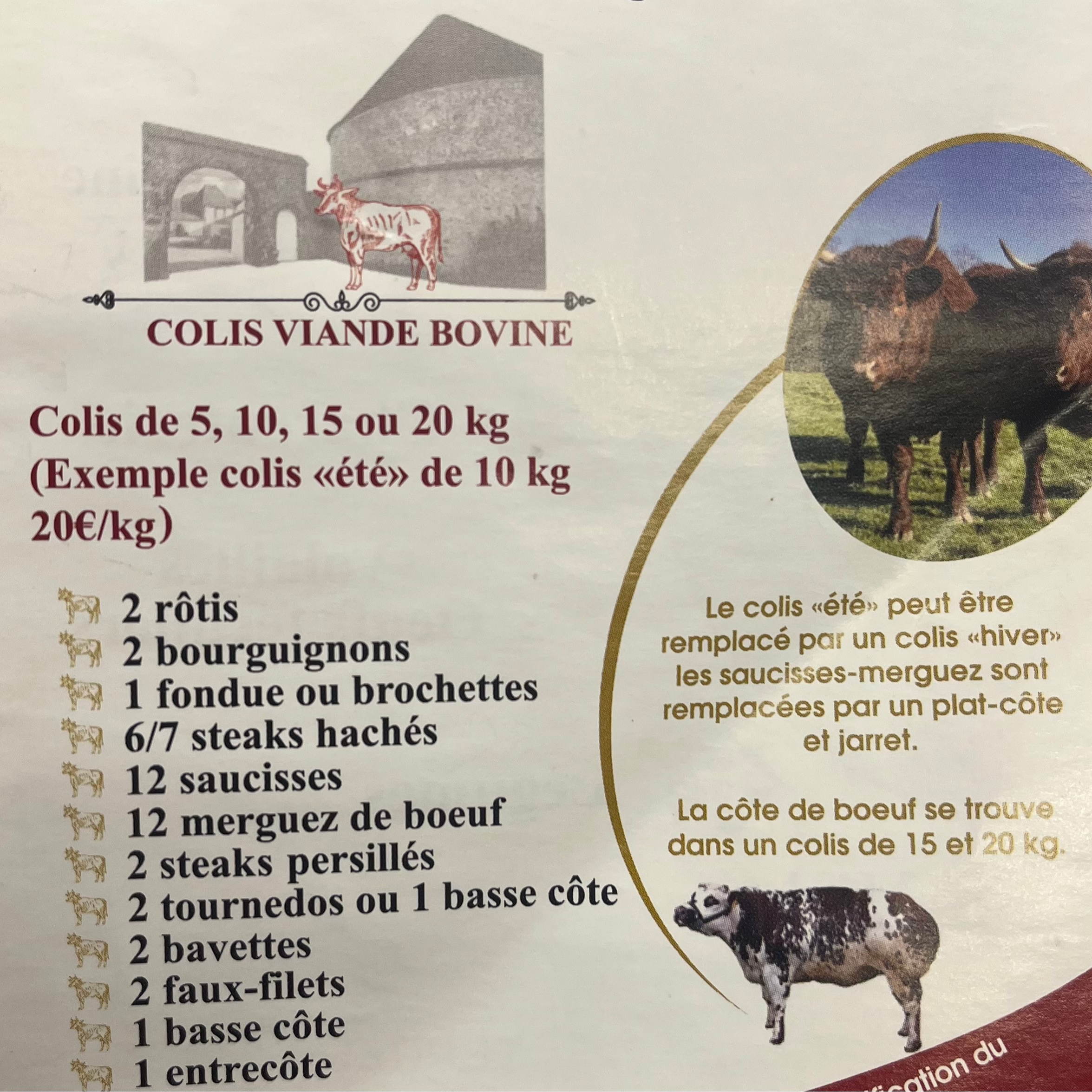 Colis de bœuf fermier format Hiver 5 Kg DURBOIS - 5kg