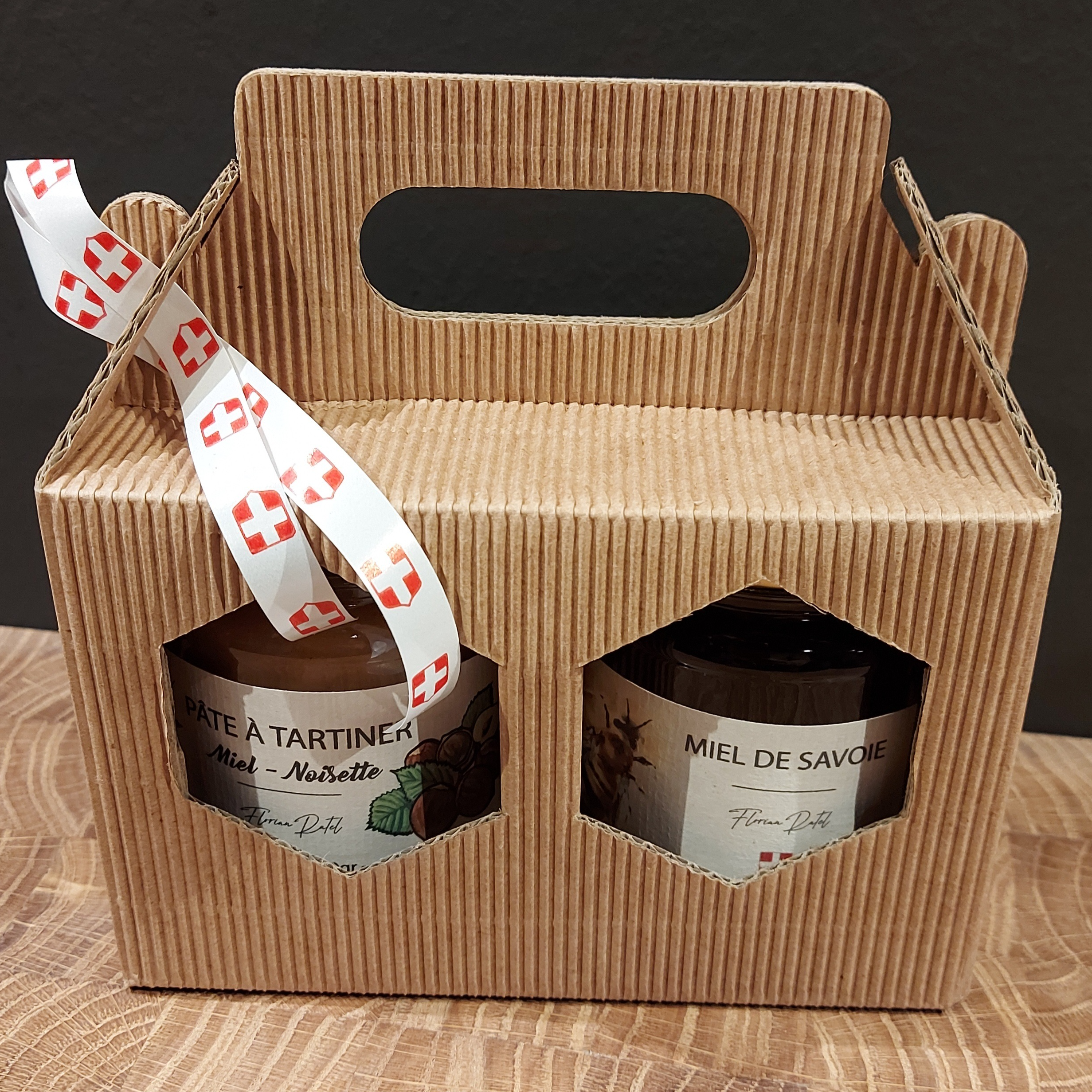 Coffret cadeau : 1 miel 250 gr + 1 pâte à tartiner 250gr