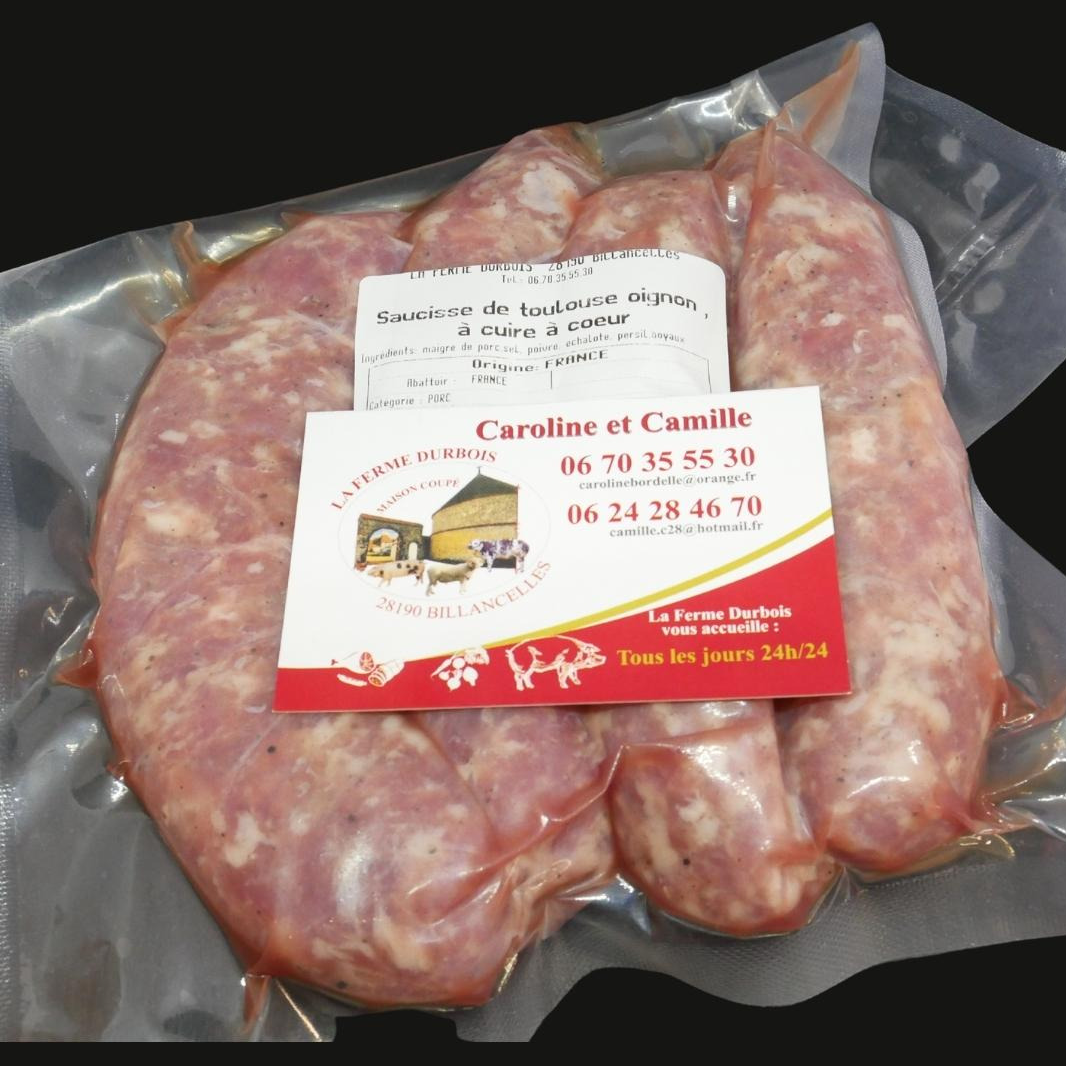 Saucisses de toulouse aux oignons - 0,5kg