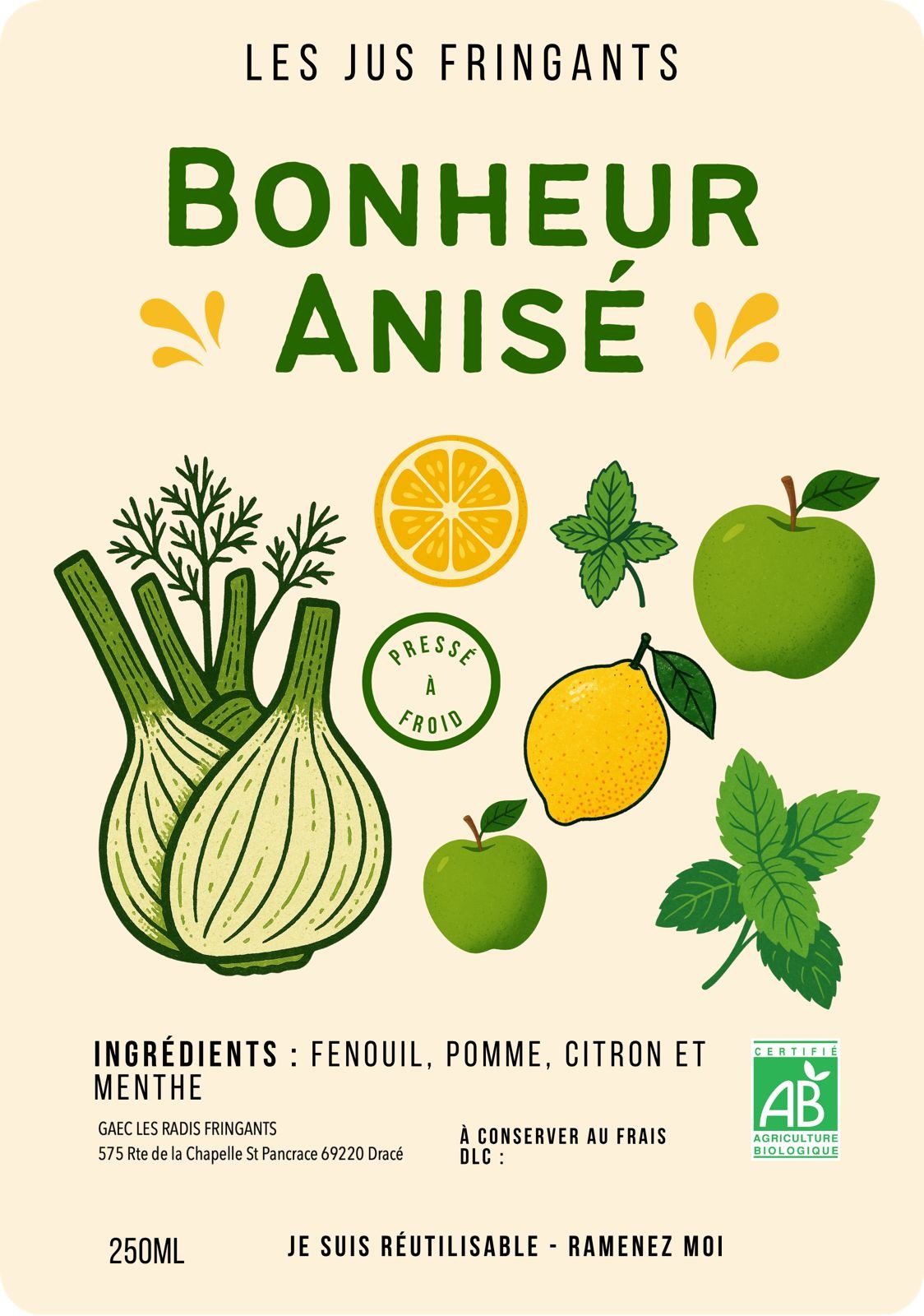 JUS FRINGANTS "Bonheur Anisé" 250 ml