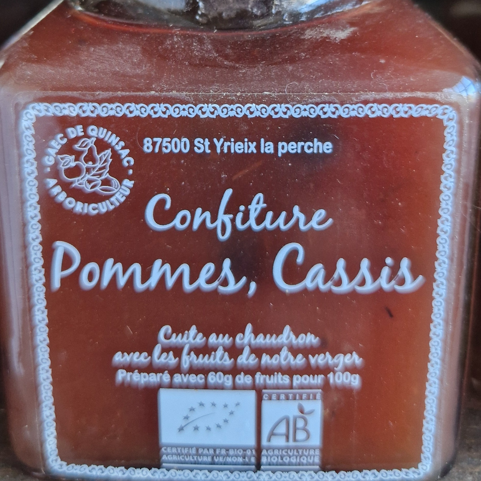Confiture de pomme cassis Bio 330gr