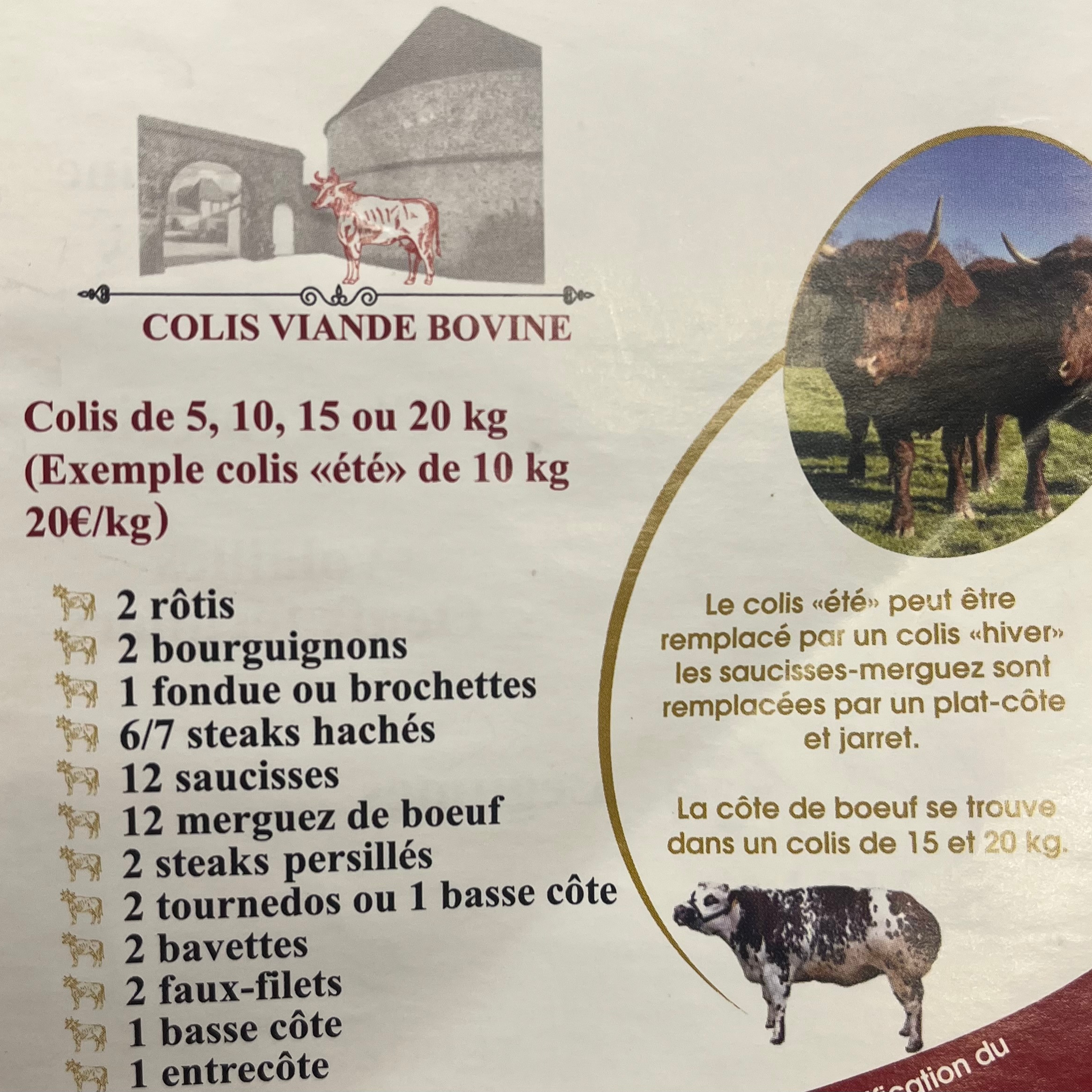 Colis de bœuf fermier Format Hiver 15 kg DURBOIS - 15kg