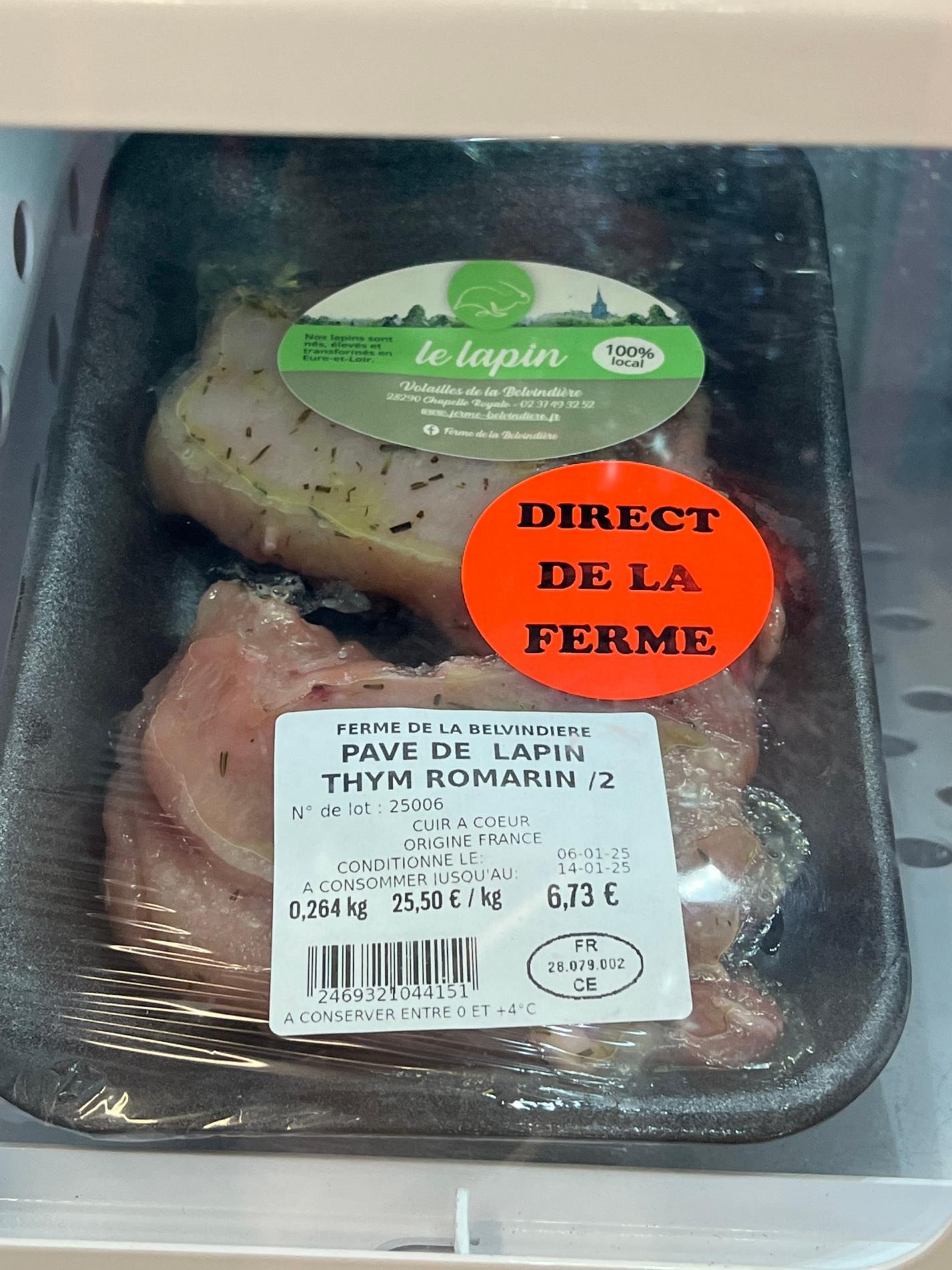 Pavé de lapin au thym & romarin - 0,27kg