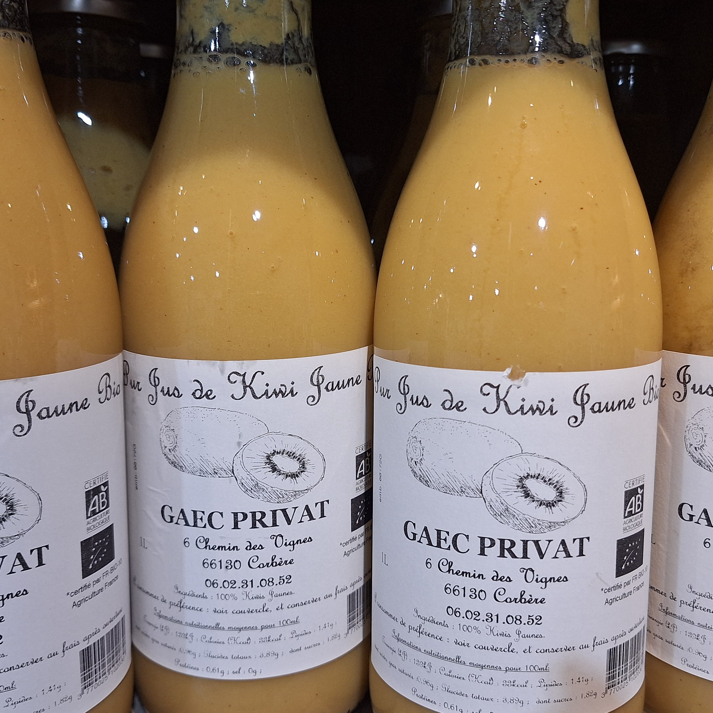 JUS DE KIWIS JAUNES BIO