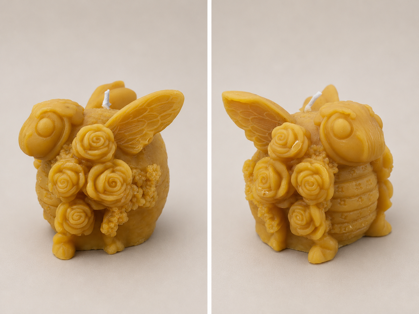Bougie grosse abeille avec roses