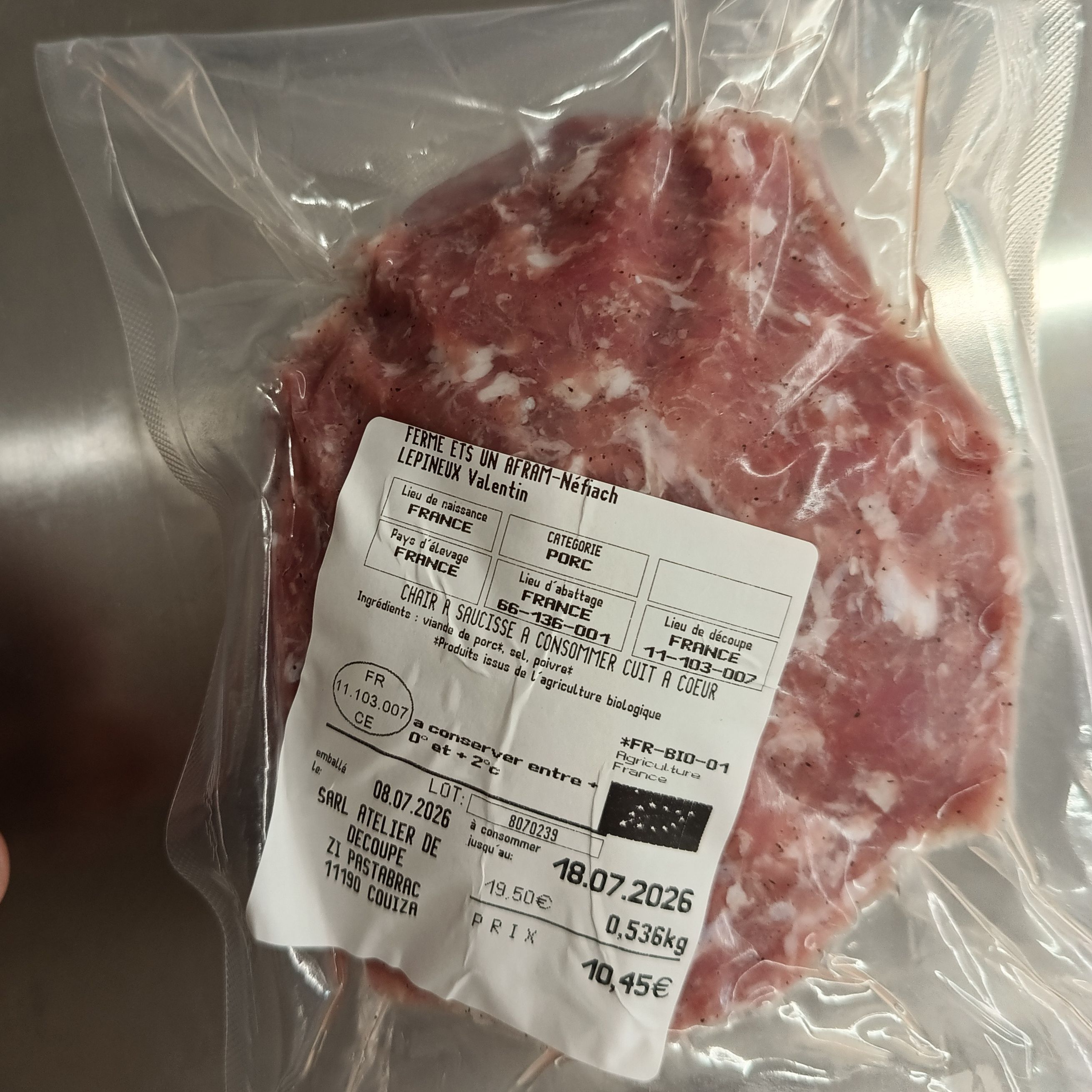 CHAIR À SAUCISSE - AFRAM - 0,25kg
