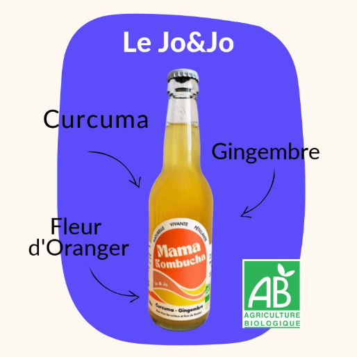 Kombucha curcuma - fleur oranger - gingembre - Le Jo&Jo 33 cL