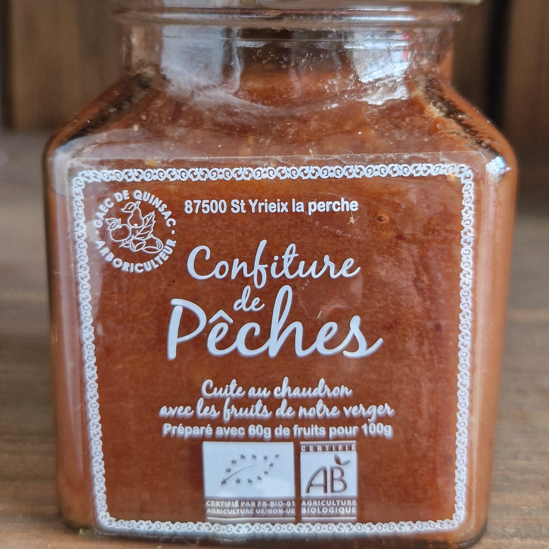 Confiture de pêche Bio 330gr