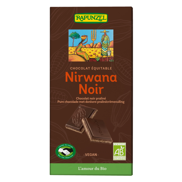 Nirwana Noir 55% - Chocolat noir fourré praliné - 100g