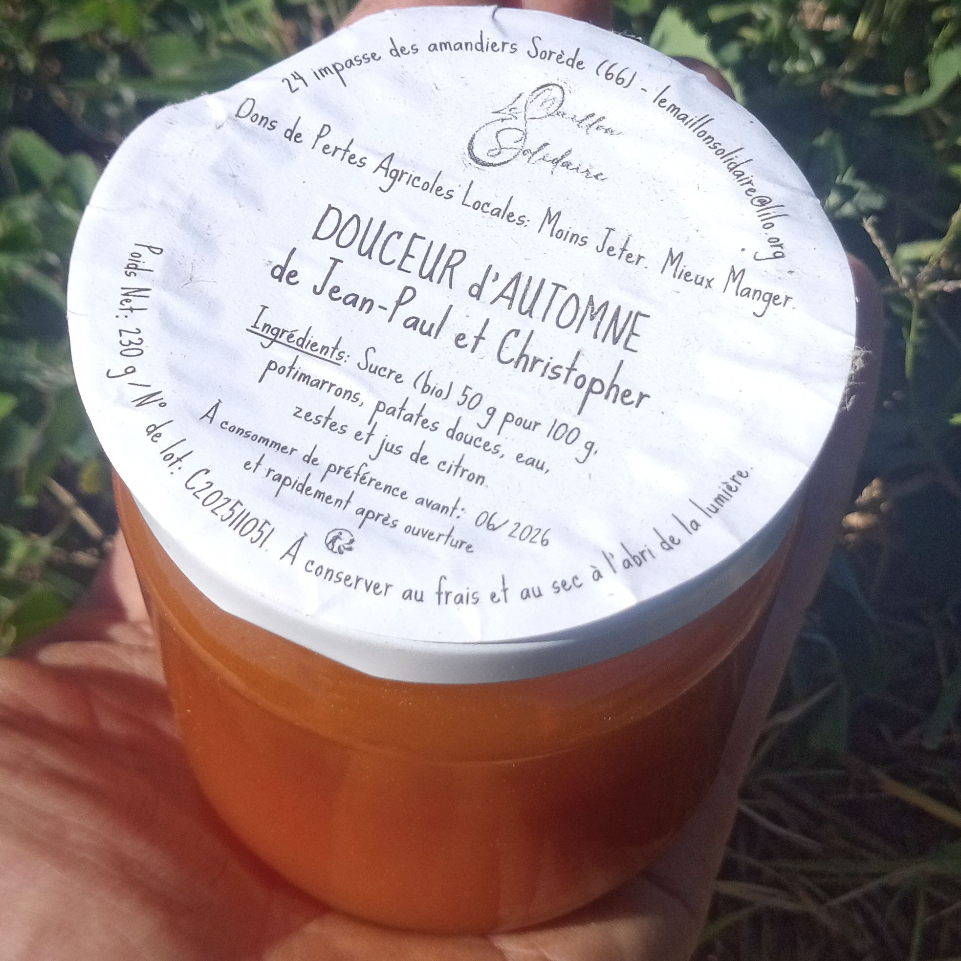 Confiture Potimarron et Patate Douce aux zestes de Citron / 230g