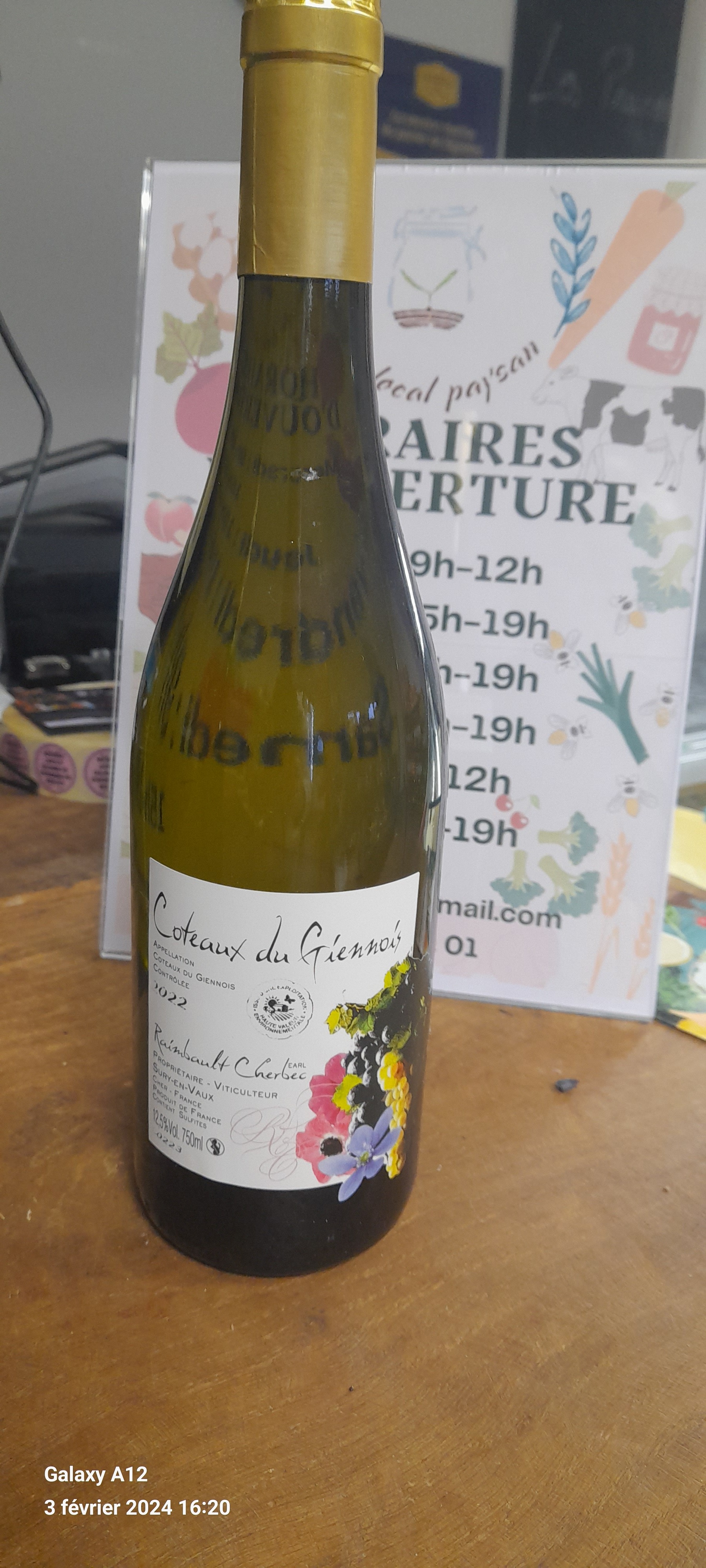 Vin côteaux du giennois blanc 75cl