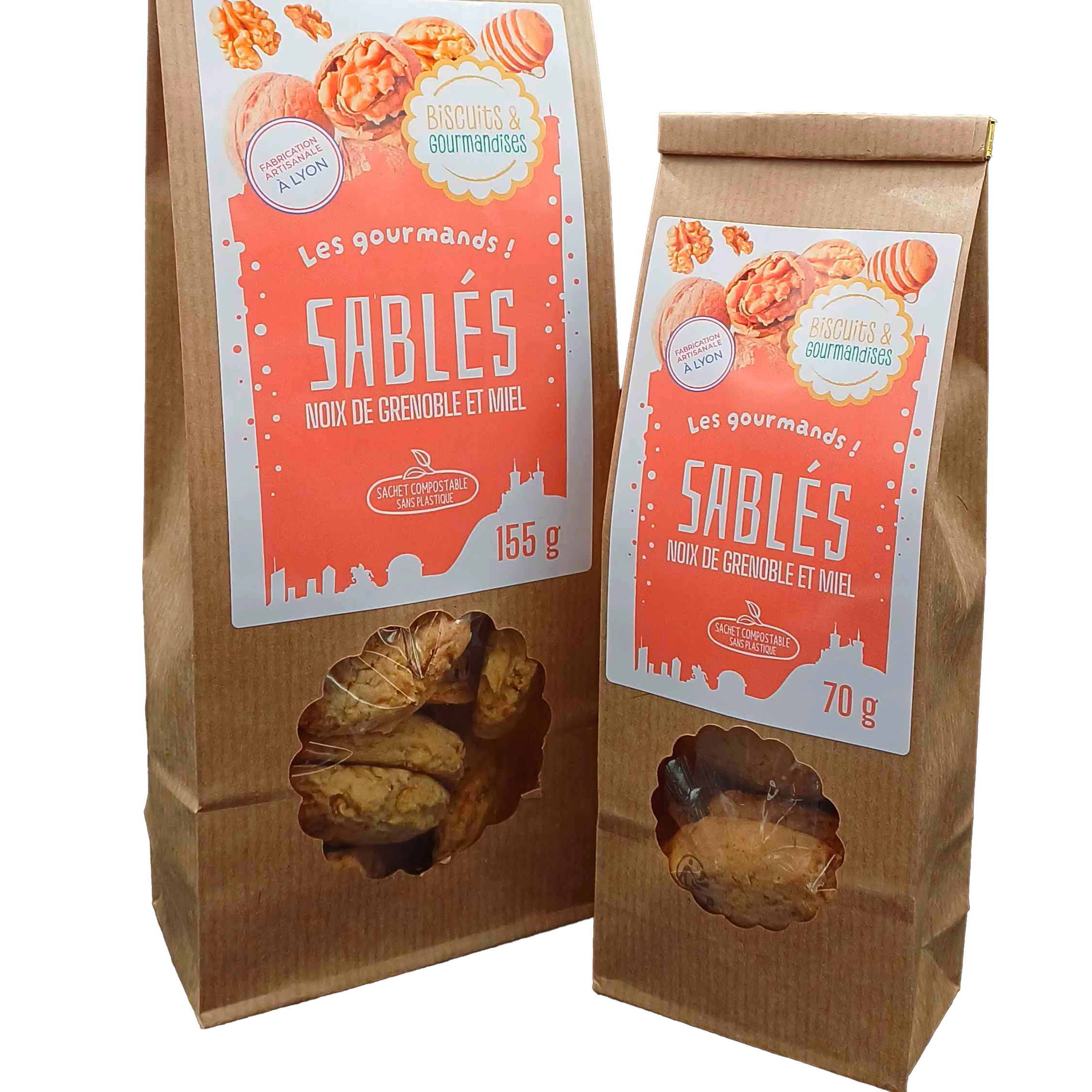 Sablés aux noix de Grenoble et miel de châtaignier d'Ardèche
